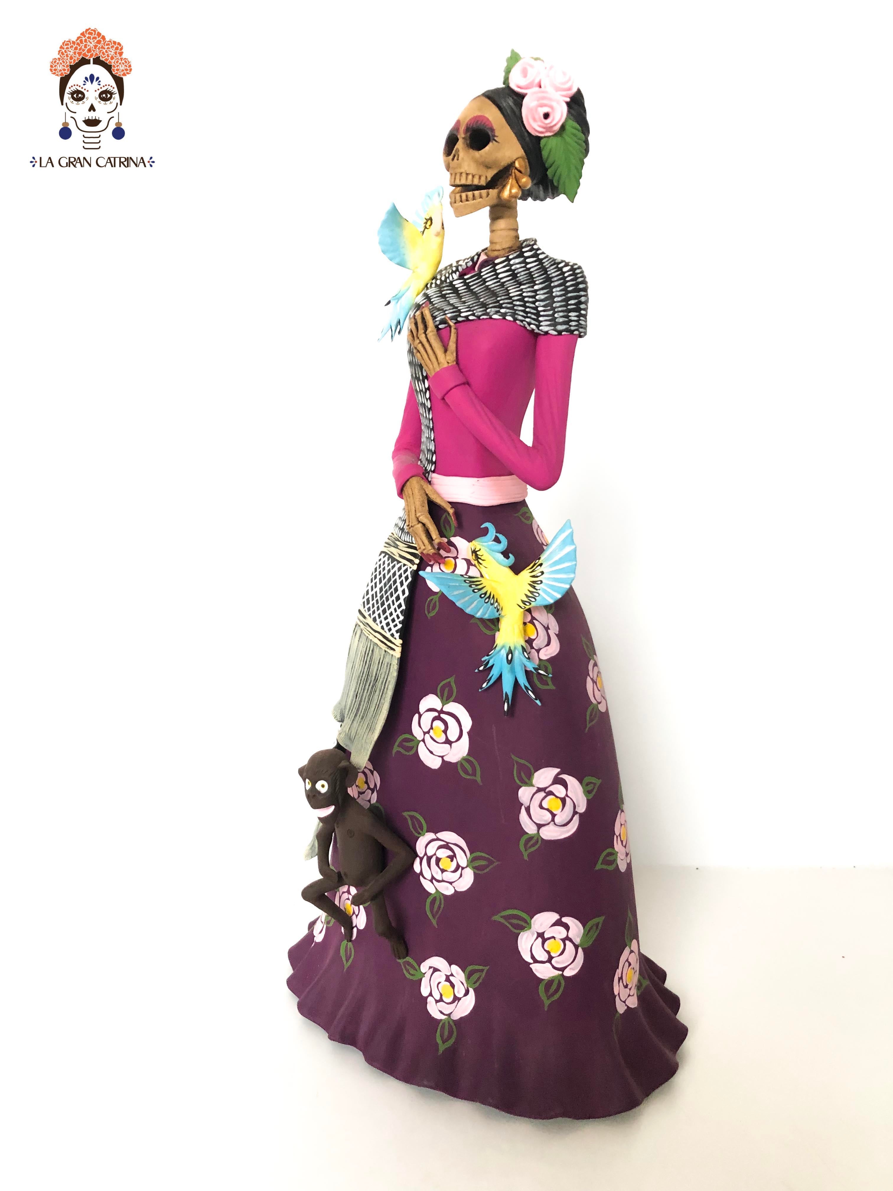 Catrina of Frida Kahlo - Loros and Chango - 14 in. Adan