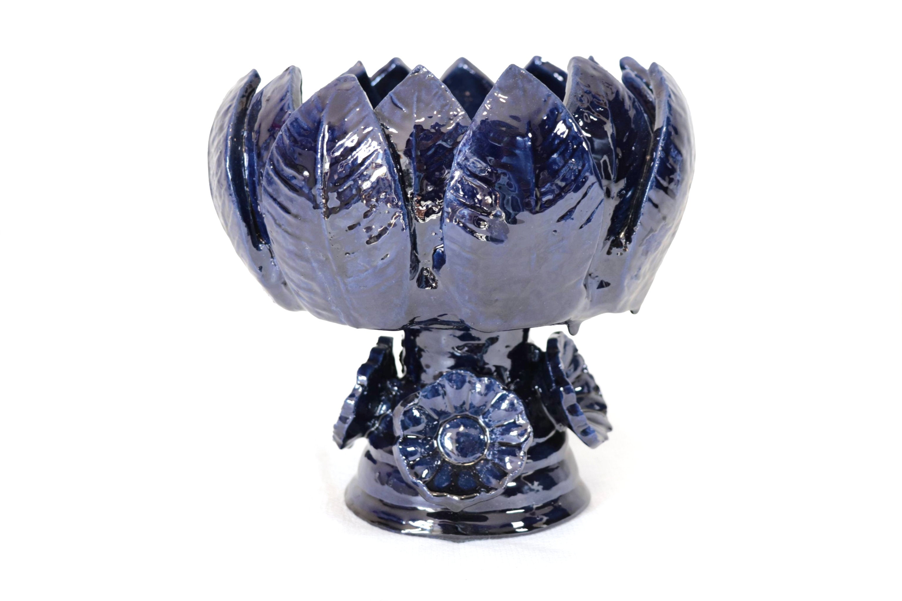 Fruit Bowl Medium Blue Glazed Clay - 7.8 in. Juan Gtz