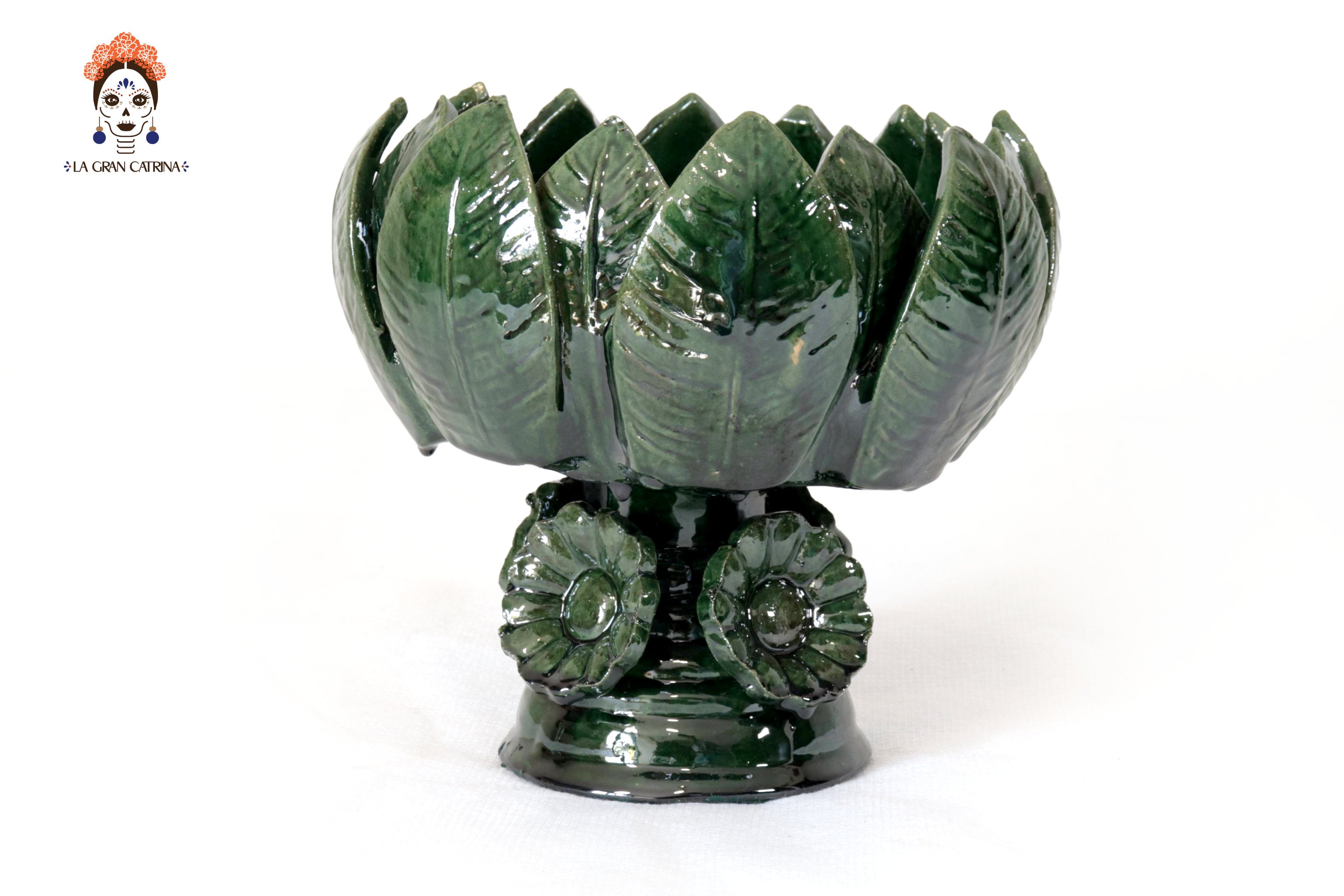 Fruit Bowl Medium Green Glazed Clay - 7.8 in. Juan Gtz