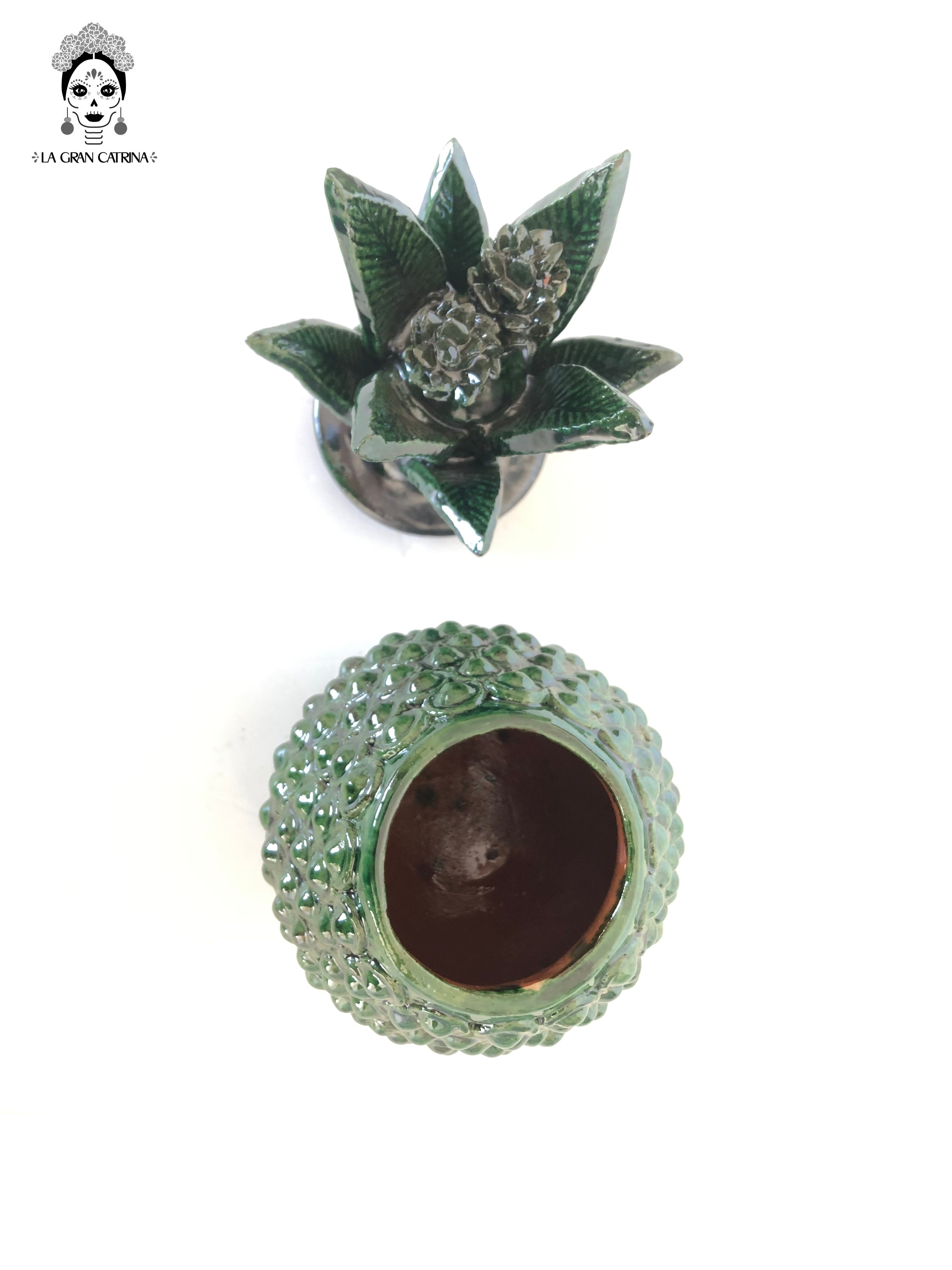 Michoacán Clay Pineapple - Small Dots Green - 11 in. - Made to Order Juan Gtz