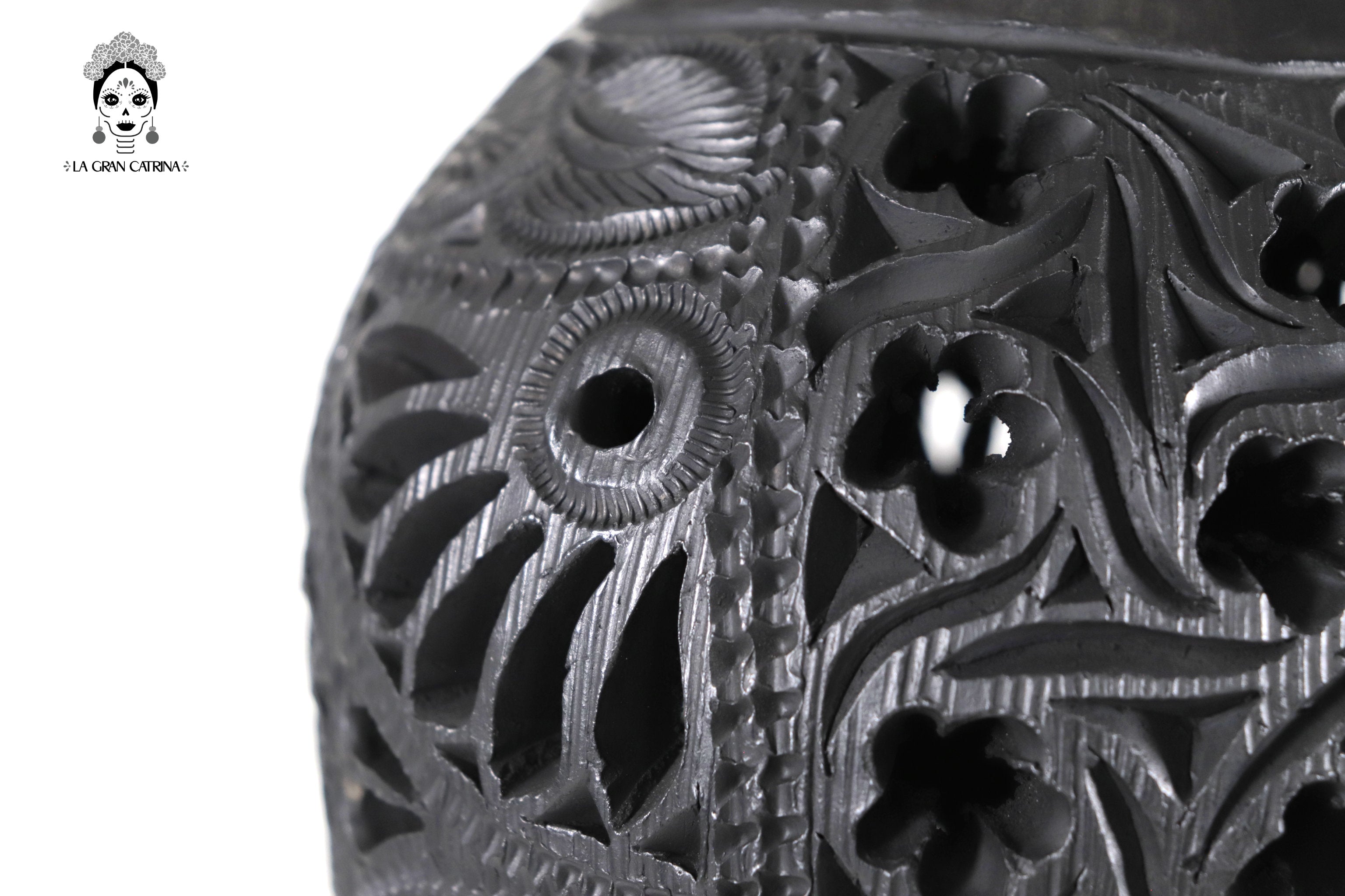 Vase "Fuego" Handcrafted Black Clay 17.3 in. Tere Oax