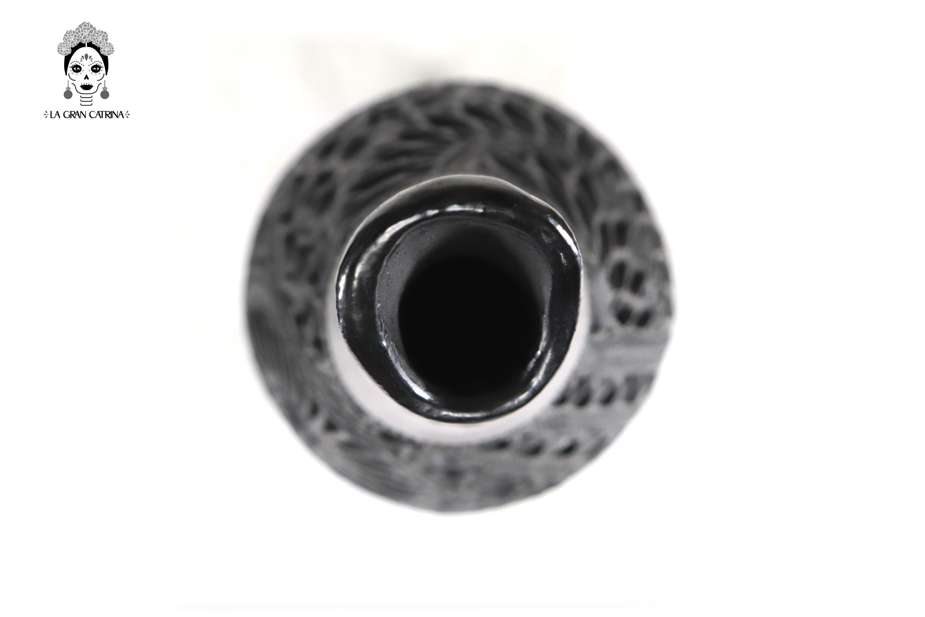 Vase "Río large" Handcrafted Black Clay 16.9 in. - in. Production Tere Oax