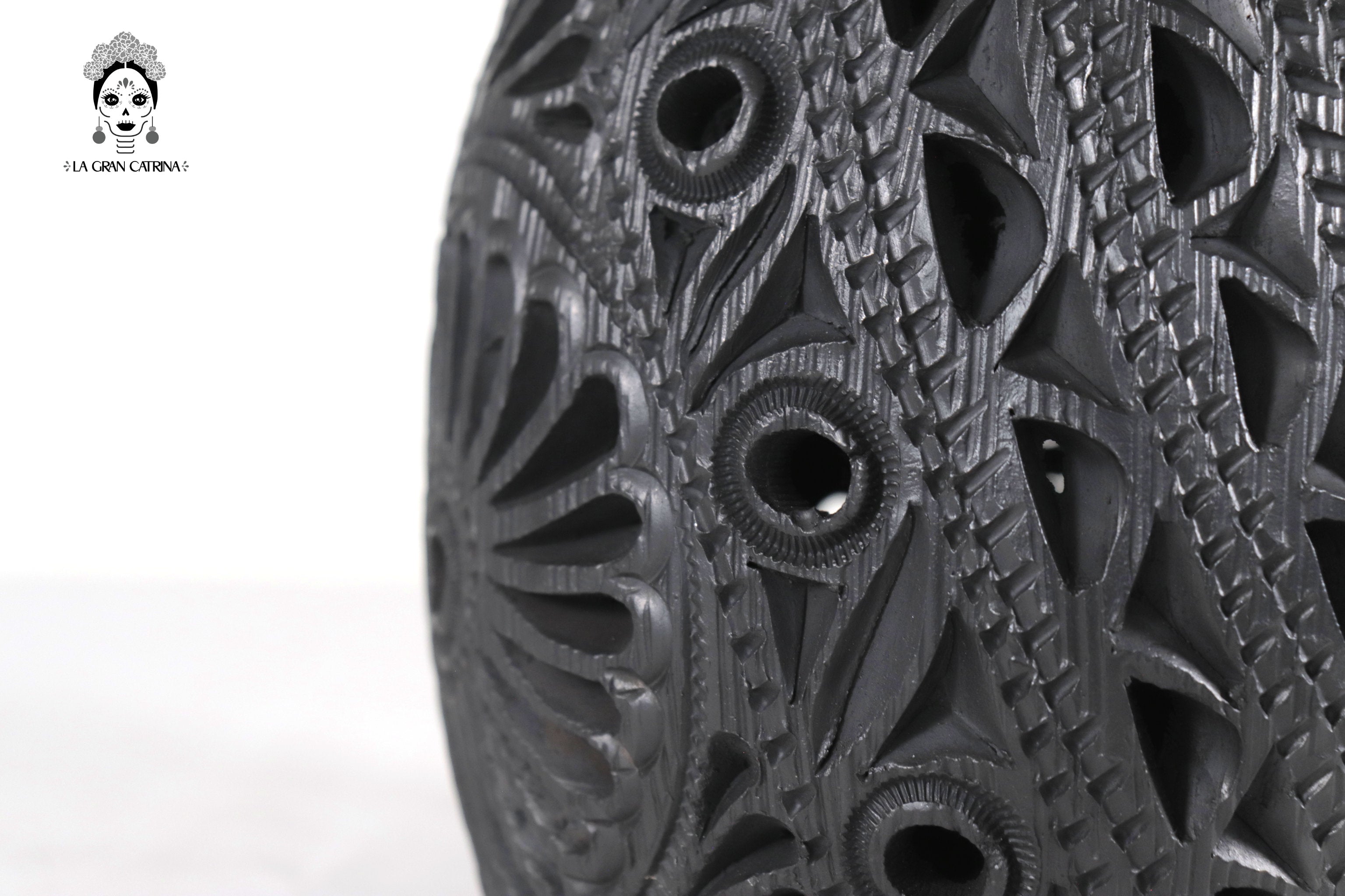 Vase "Río large" Handcrafted Black Clay 16.9 in. - in. Production Tere Oax