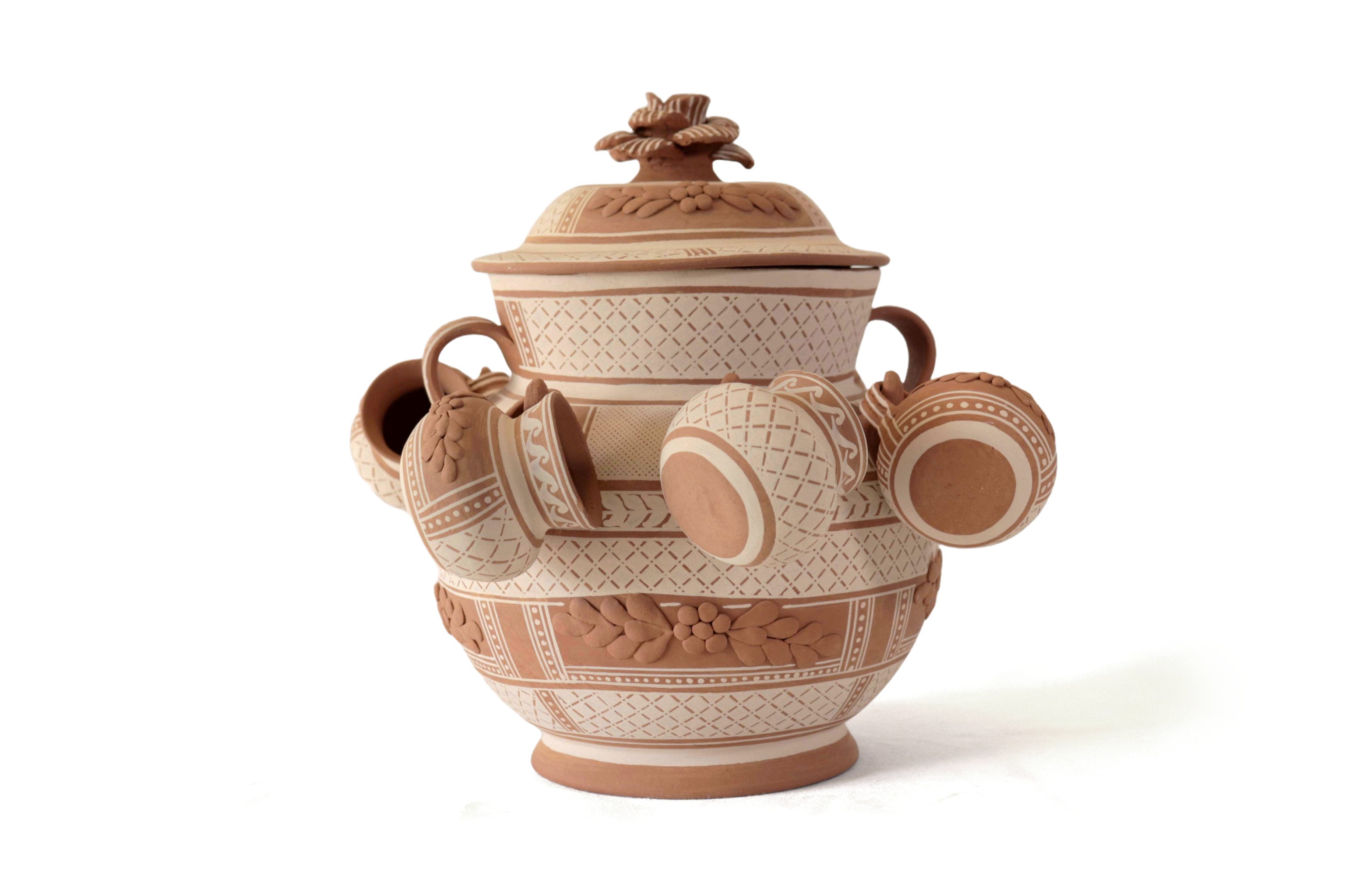 Ponchera - Vase with tazas Clay - Patamban - 15 in. Patamban
