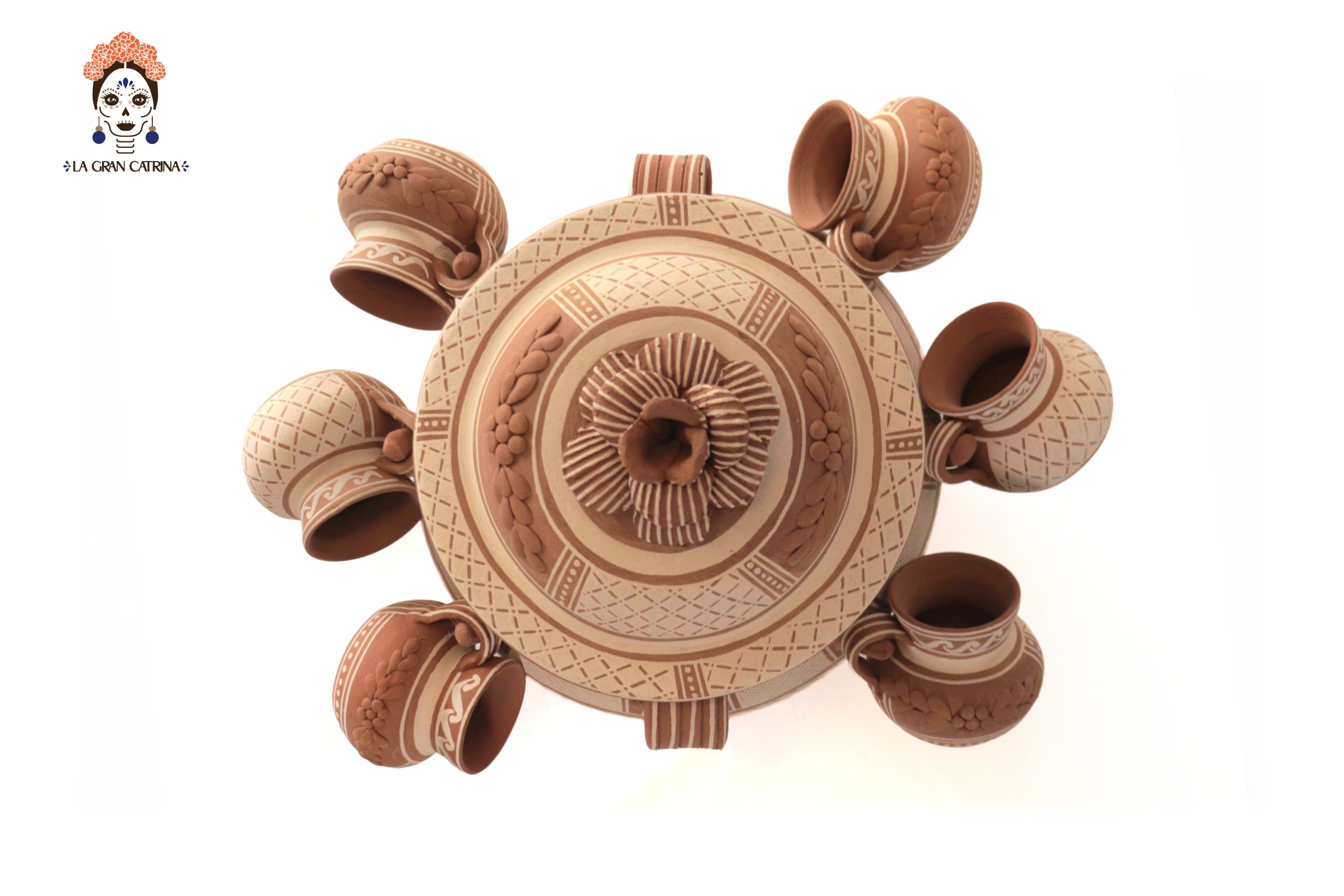 Ponchera - Vase with tazas Clay - Patamban - 15 in. Patamban