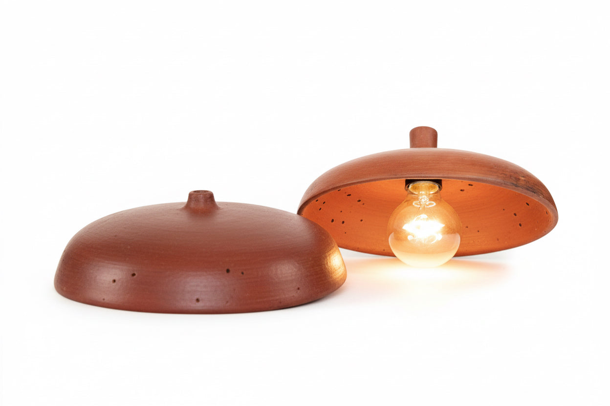 Lamp Shade Clay Handcrafted - 12.4 in. Atzompa