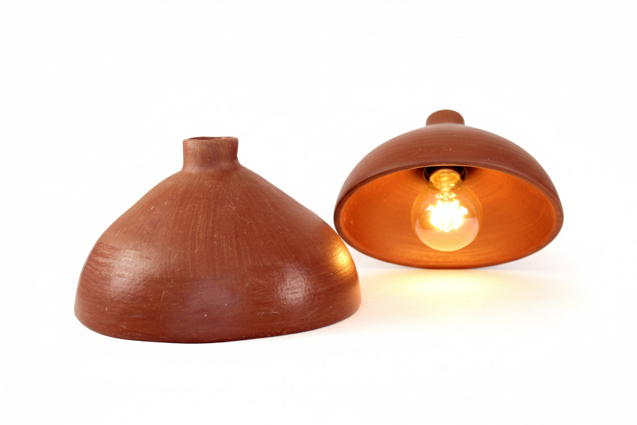 Tall Lamp Shade Clay Handcrafted - 11.2 in. Atzompa