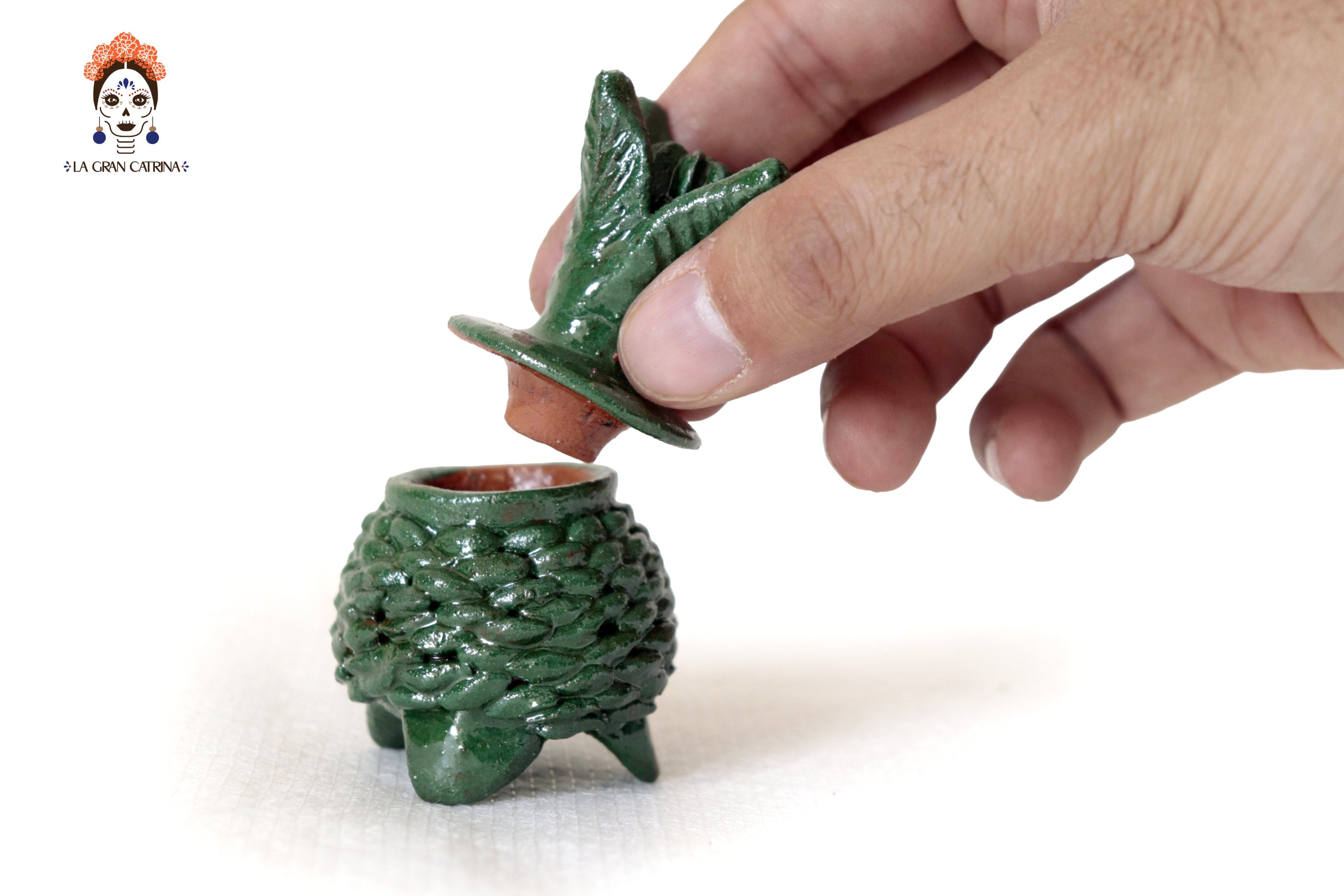 Set pineapple Michoacán Clay - Greens miniature - 3.1 in. Juan Gtz