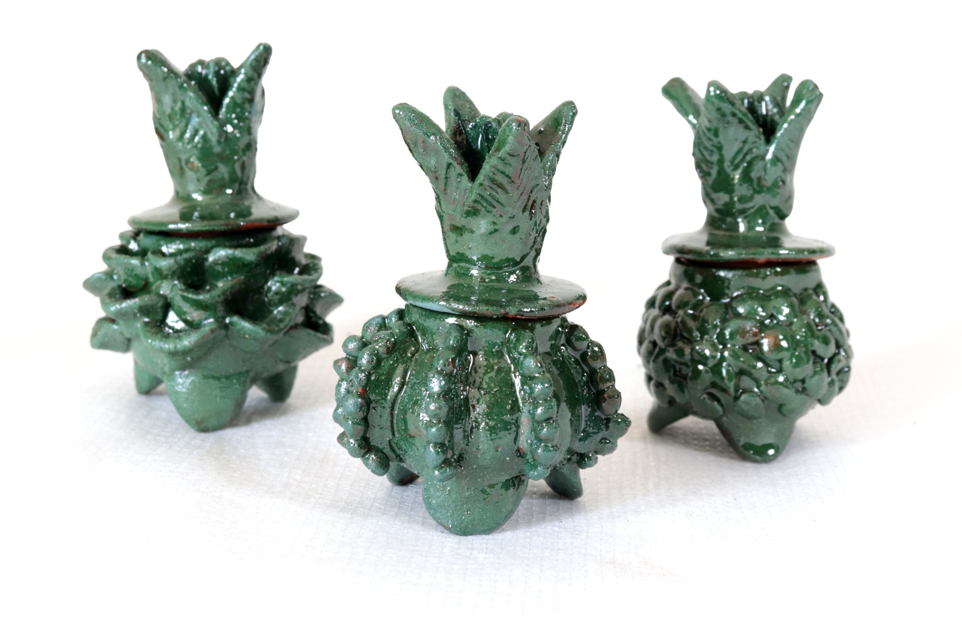 Set pineapple Michoacán Clay - Greens miniature - 3.1 in. Juan Gtz