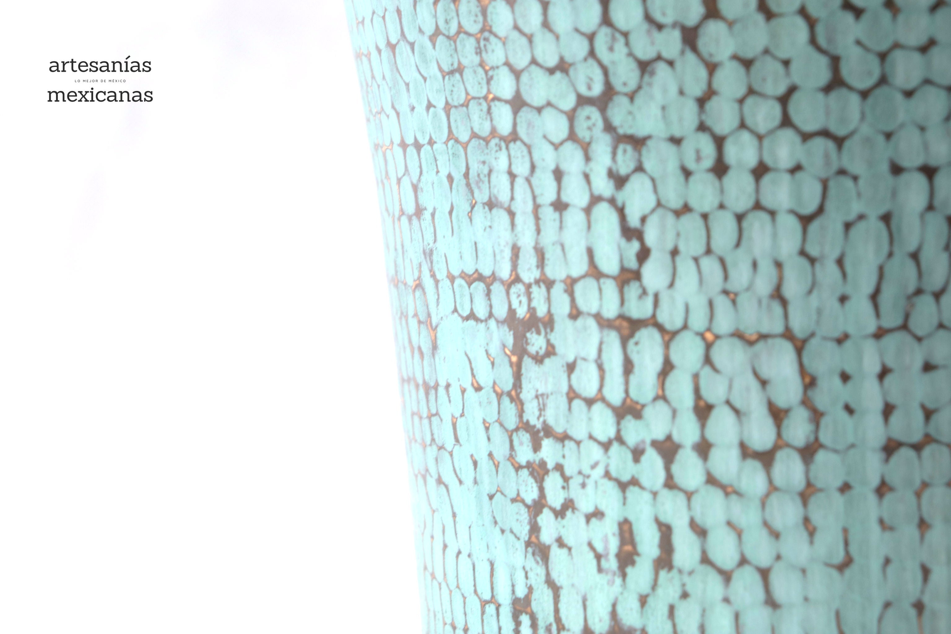 Flower Vase of cobre turquoise - 23 in. - Made to Order Santa Clara del Cobre
