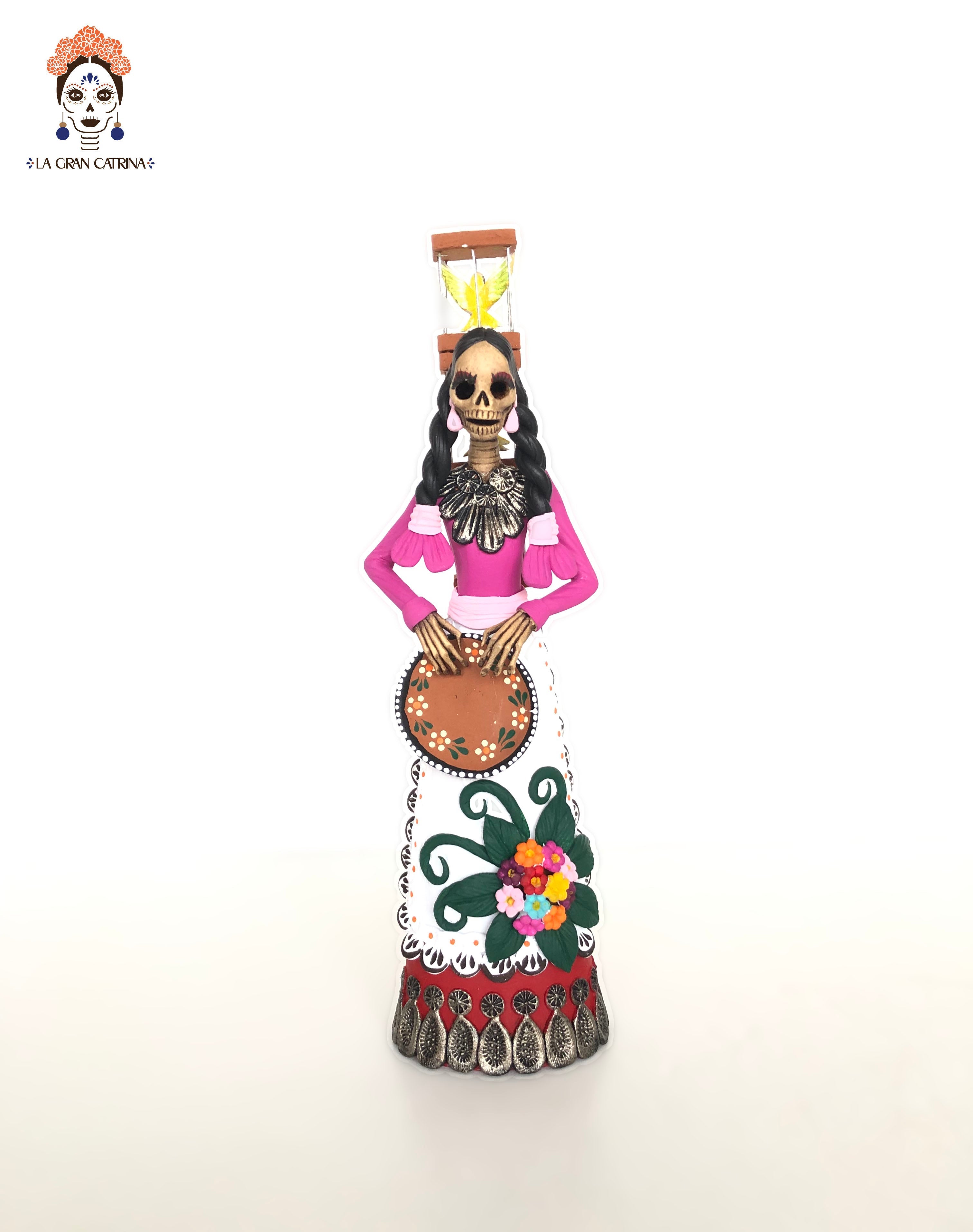 Catrina Pajarera - 12 in. - Vestido rosa and red - Made to Order Adan