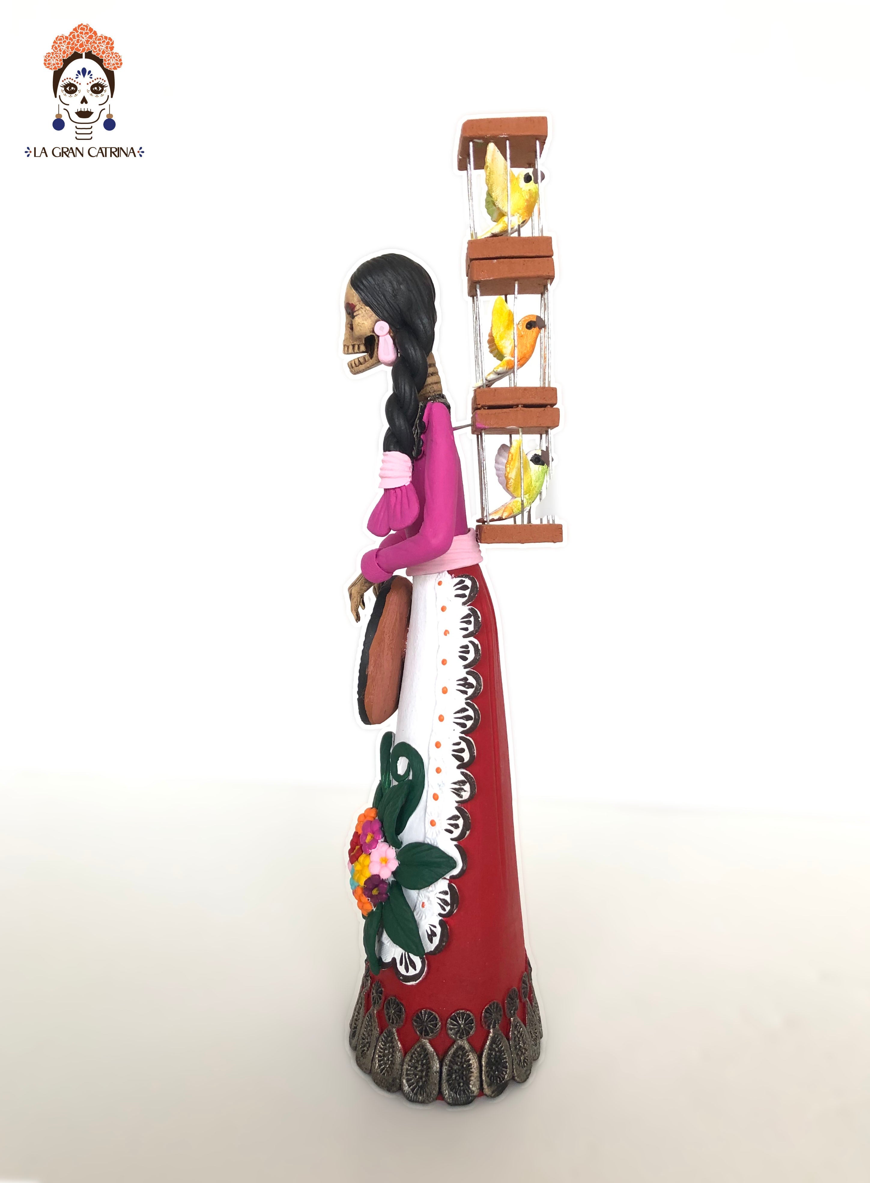 Catrina Pajarera - 12 in. - Vestido rosa and red - Made to Order Adan