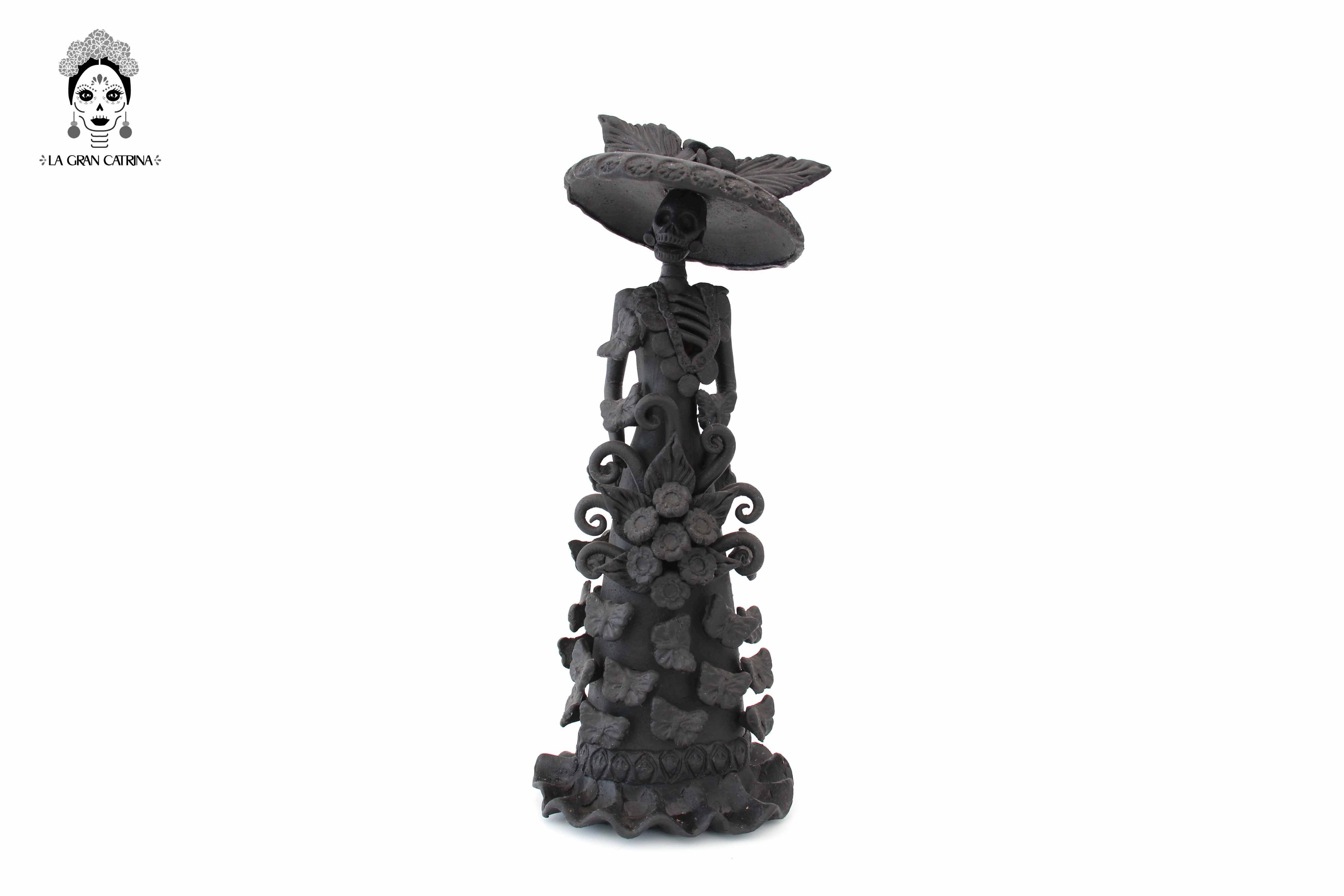 Pareja Catrinas Black Clay Handcrafted - 12 in. Pery