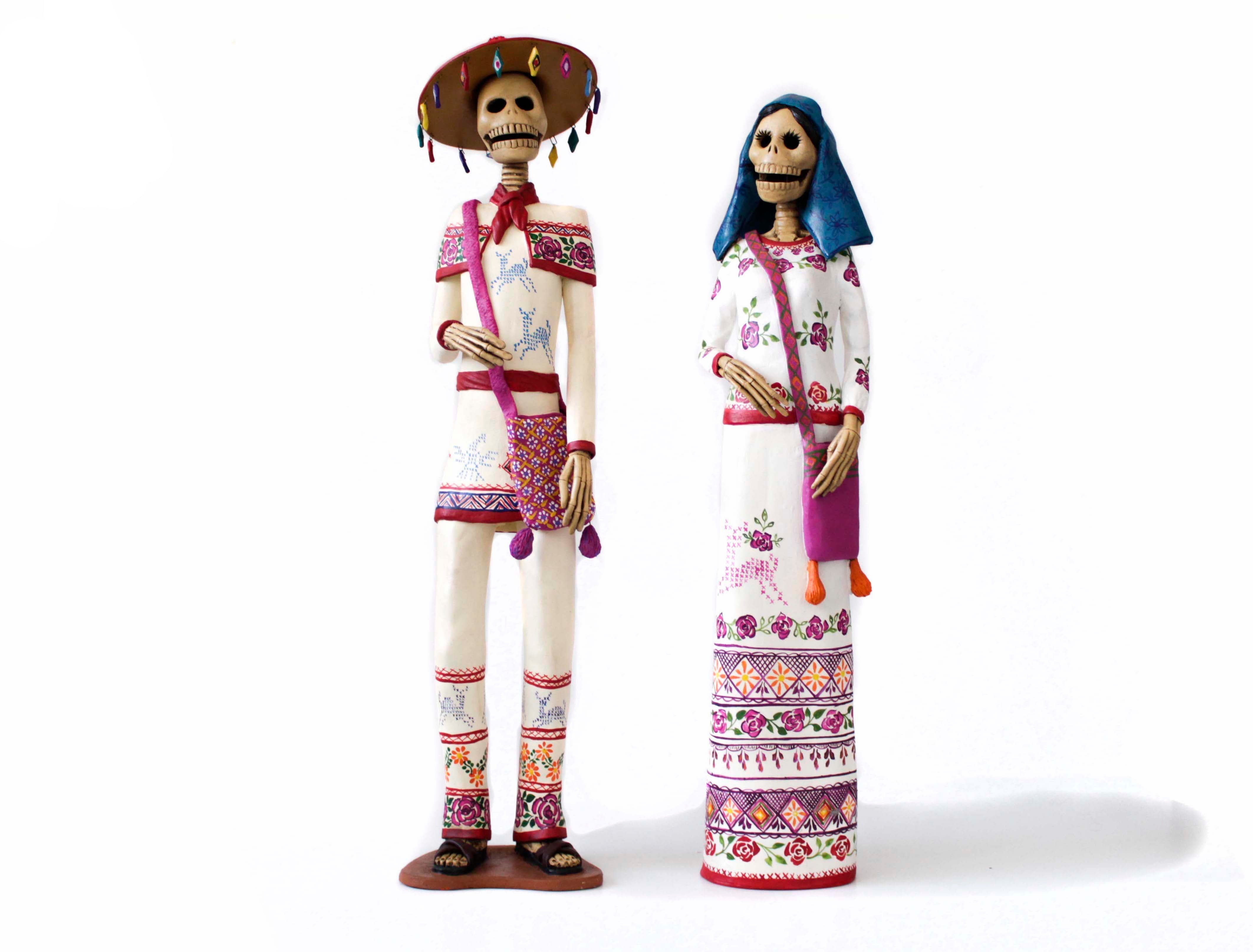 Pair of Catrines Huicholes - 26 in. Adan