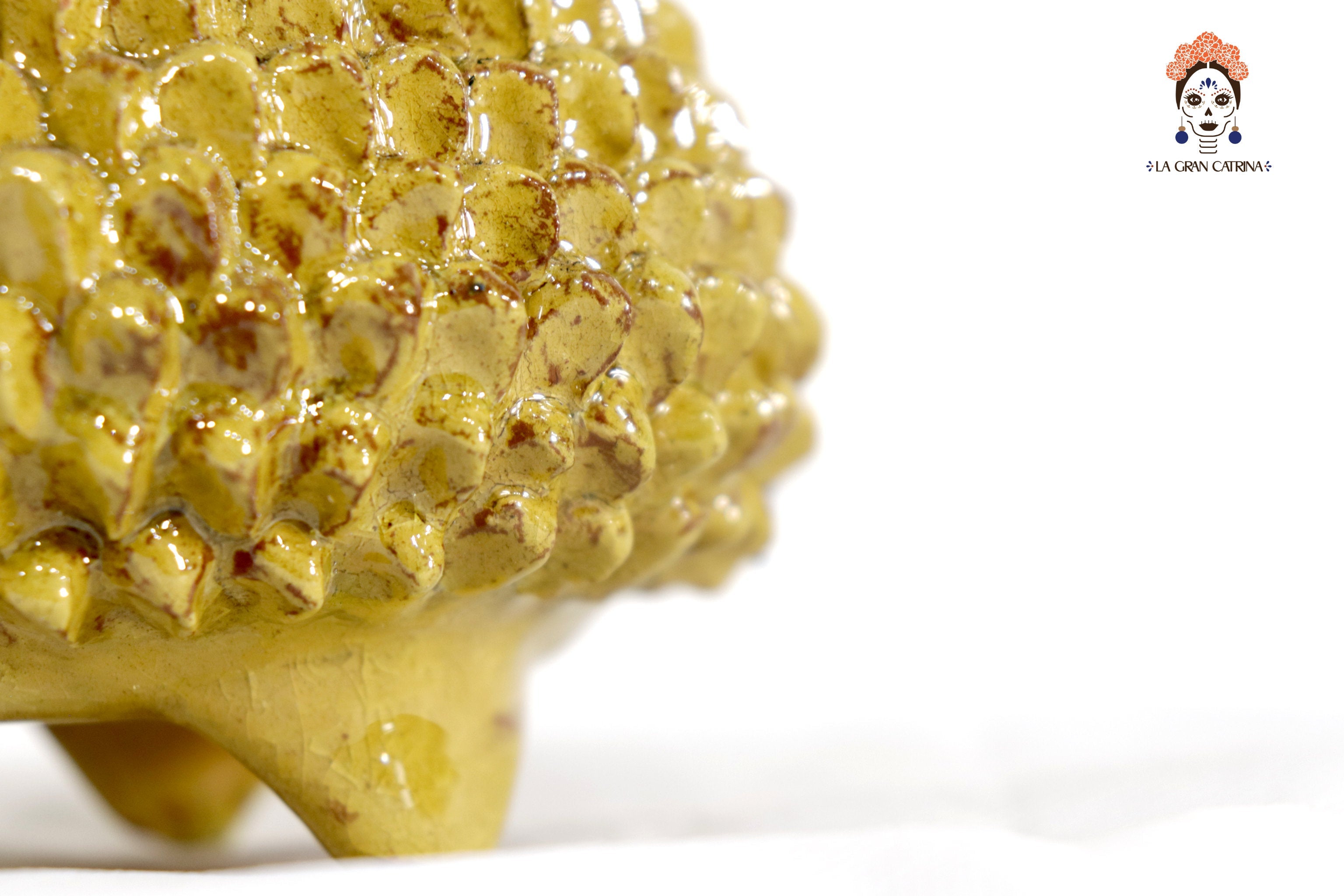 Yellow Pineapple Glazed Clay - 7.7 in. Juan Gtz