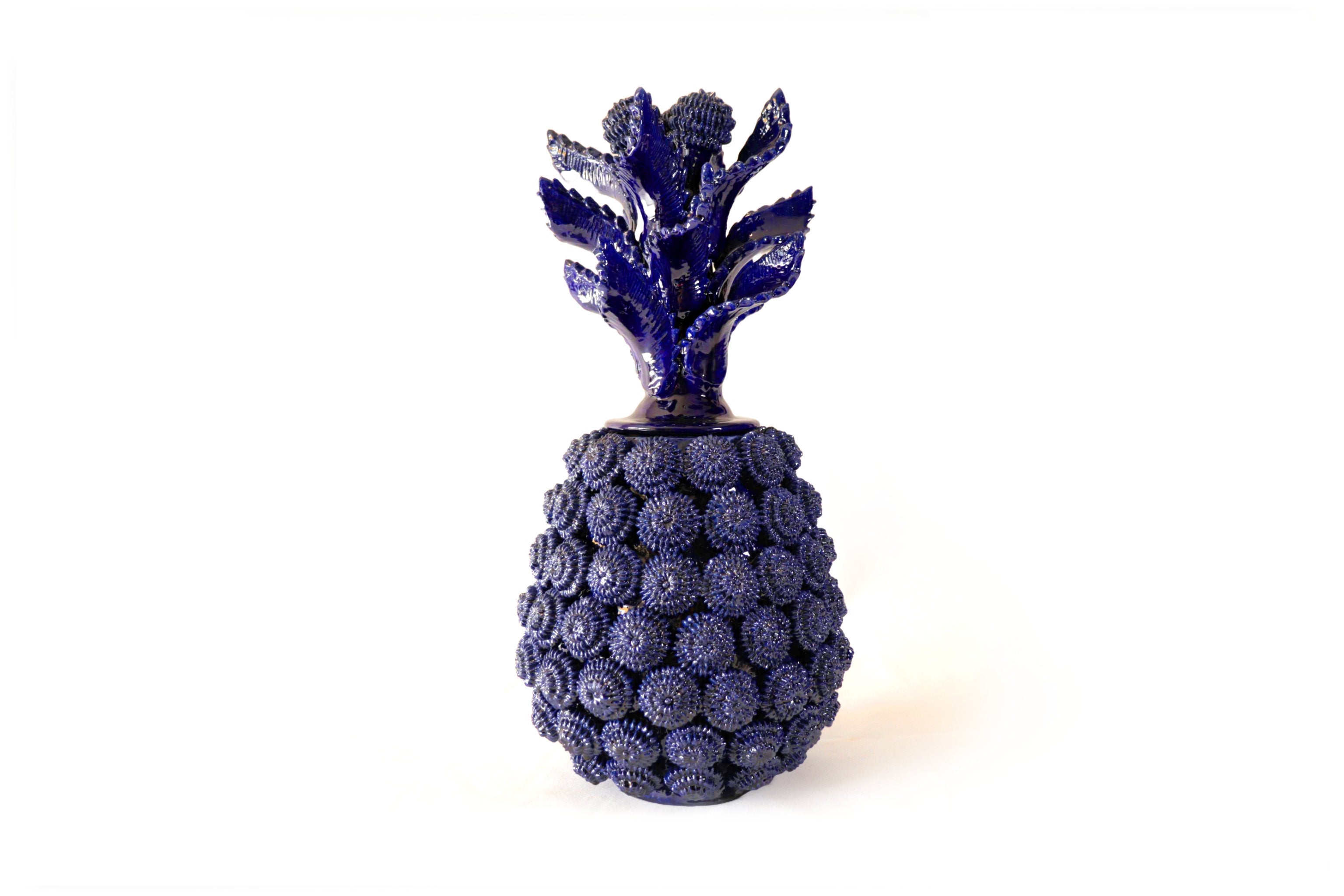 Michoacán Clay Pineapple - Buttons Blue with Special Lid - 21 in. - Made to Order Juan Gtz