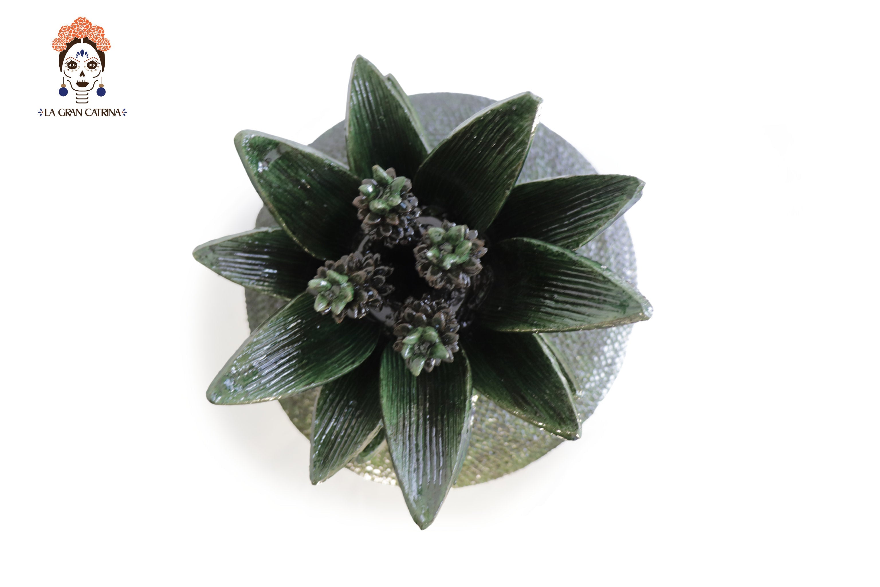 Michoacán Clay Pineapple - 30.7 in. - Green Spikes Juan Gtz