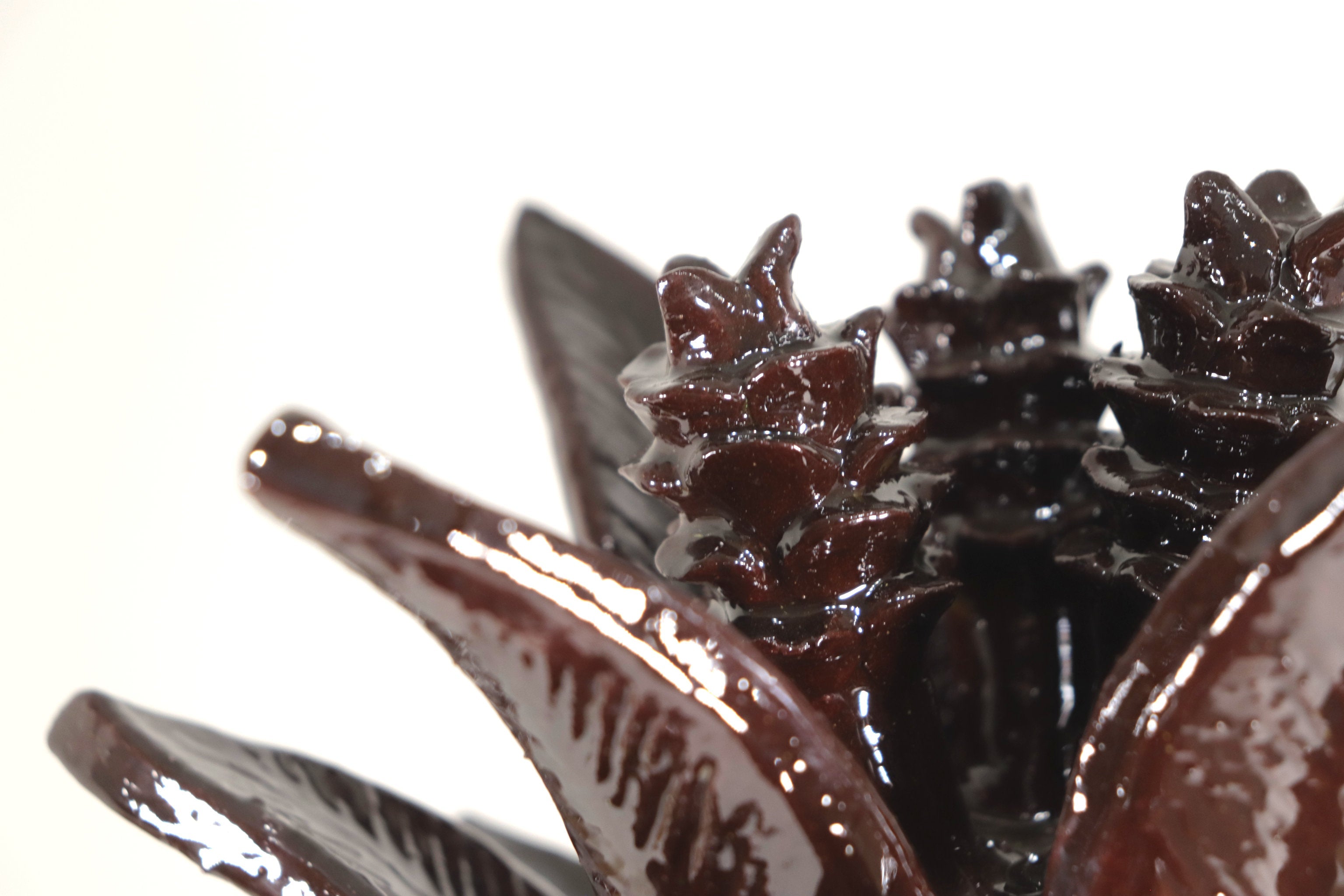 Michoacán Clay Pineapple - Brown with Flowers - Tangancícuaro - 18 in. Juan Gtz