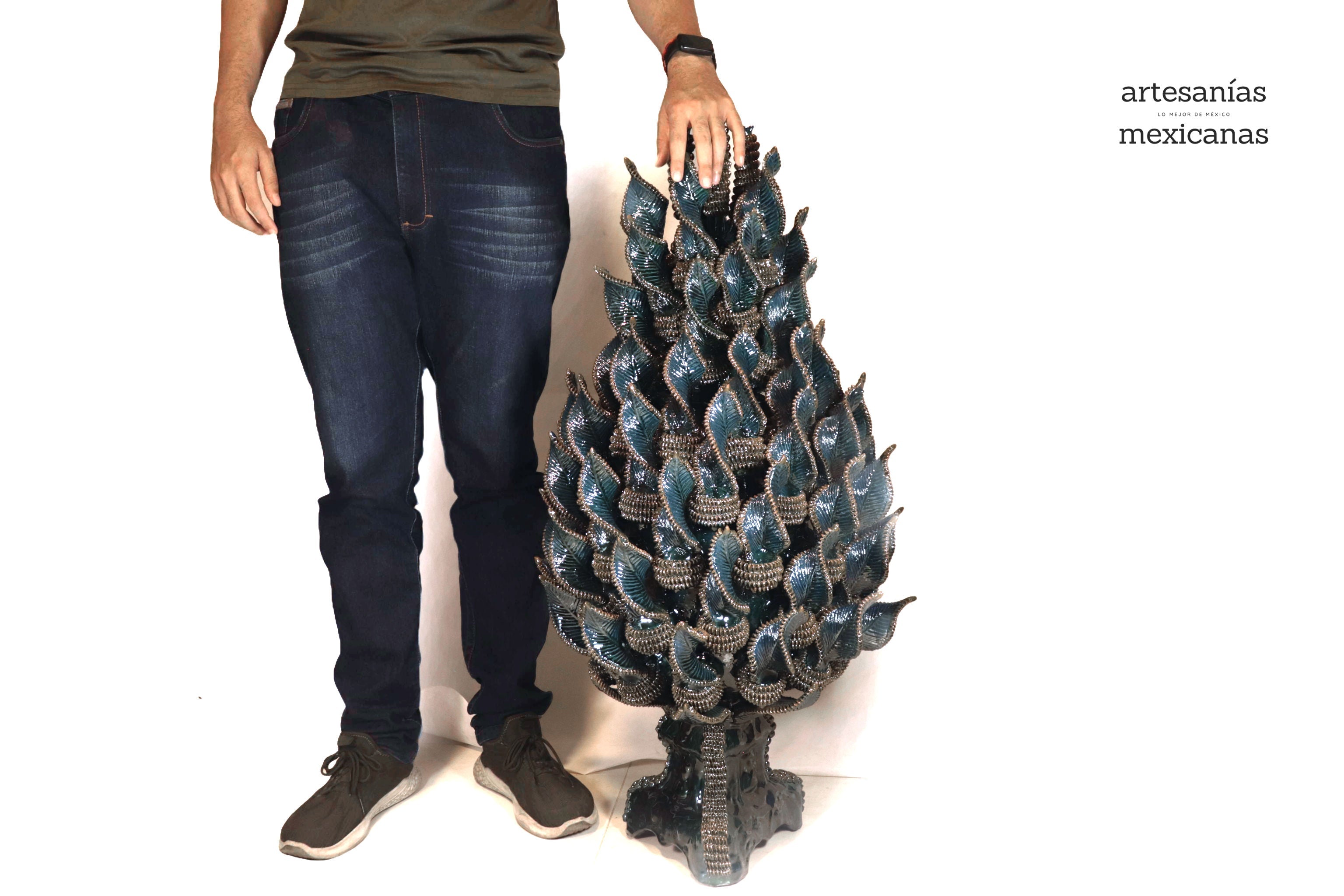 Michoacán Clay Pineapple - Alga Marina - Piece Contest - 36 in. Chema SJG