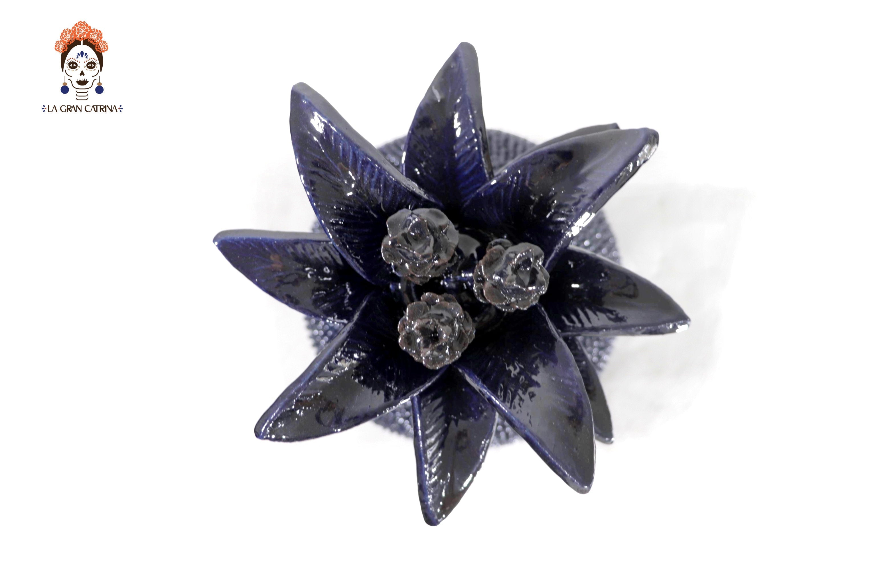 Michoacán Clay Pineapple - Spikes blue - 20 in. Juan Gtz