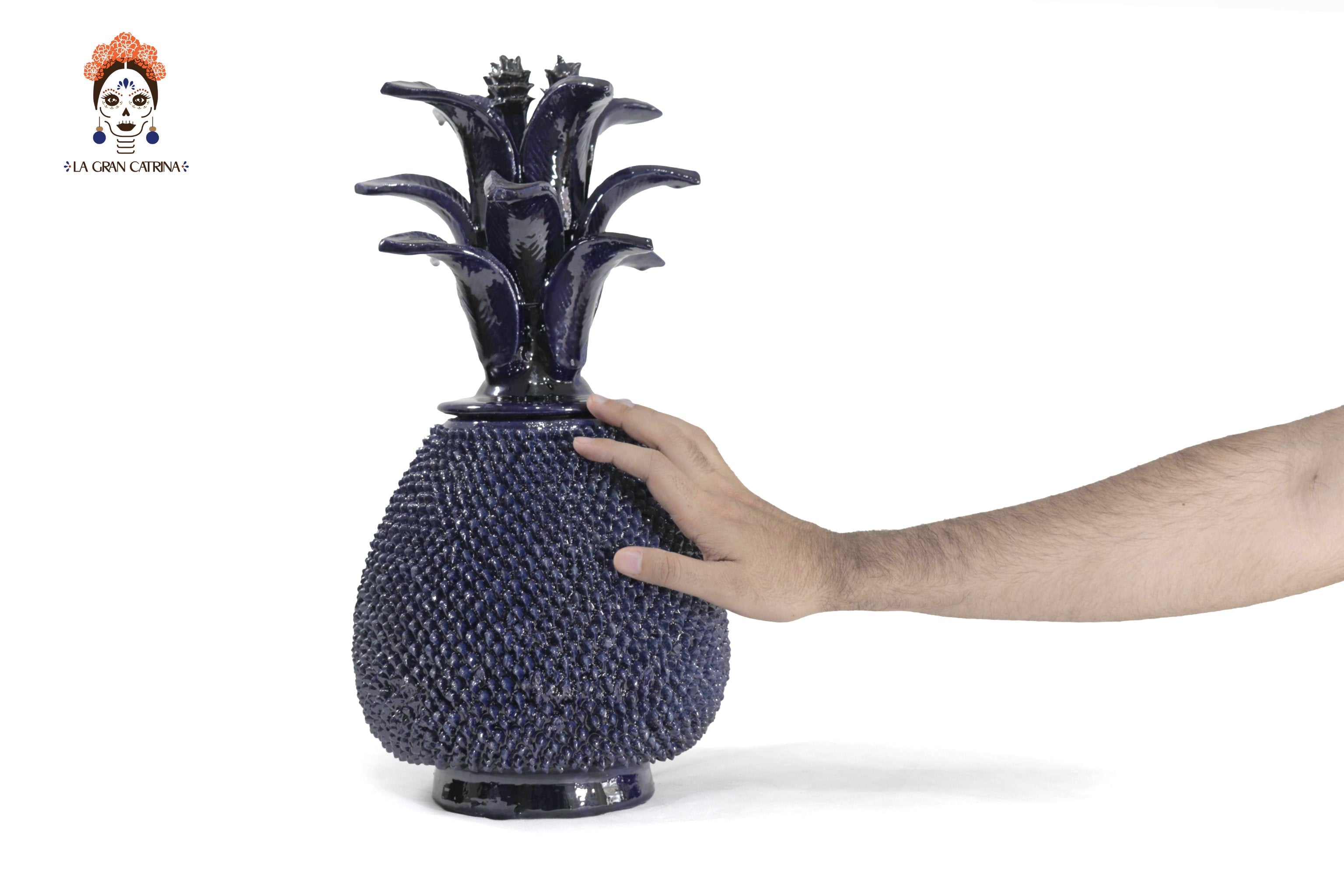 Michoacán Clay Pineapple - Spikes blue - 20 in. Juan Gtz