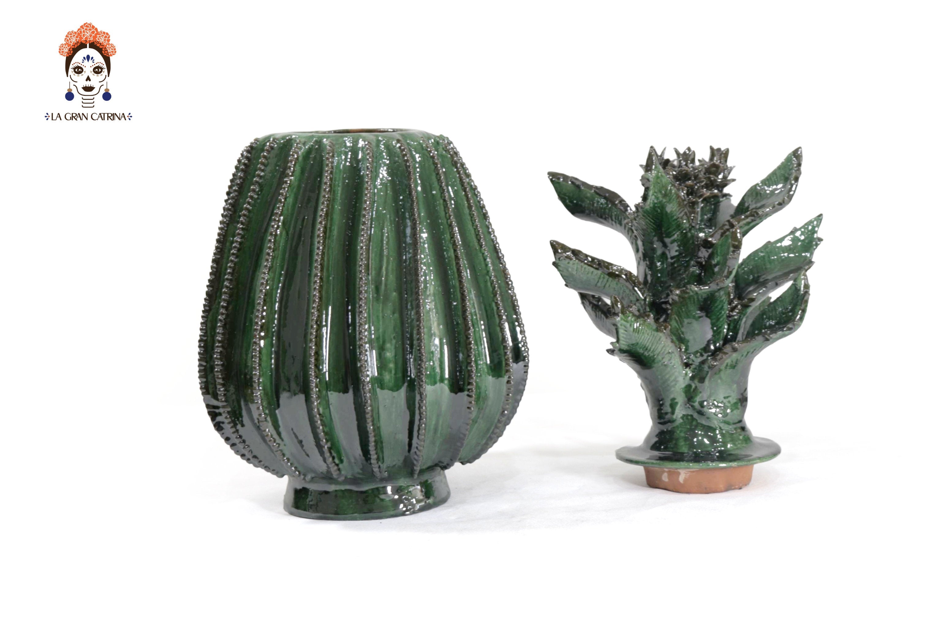 Green Barrel Cactus Pineapple with Special Lid - 19.6 in. - Made to Order Juan Gtz