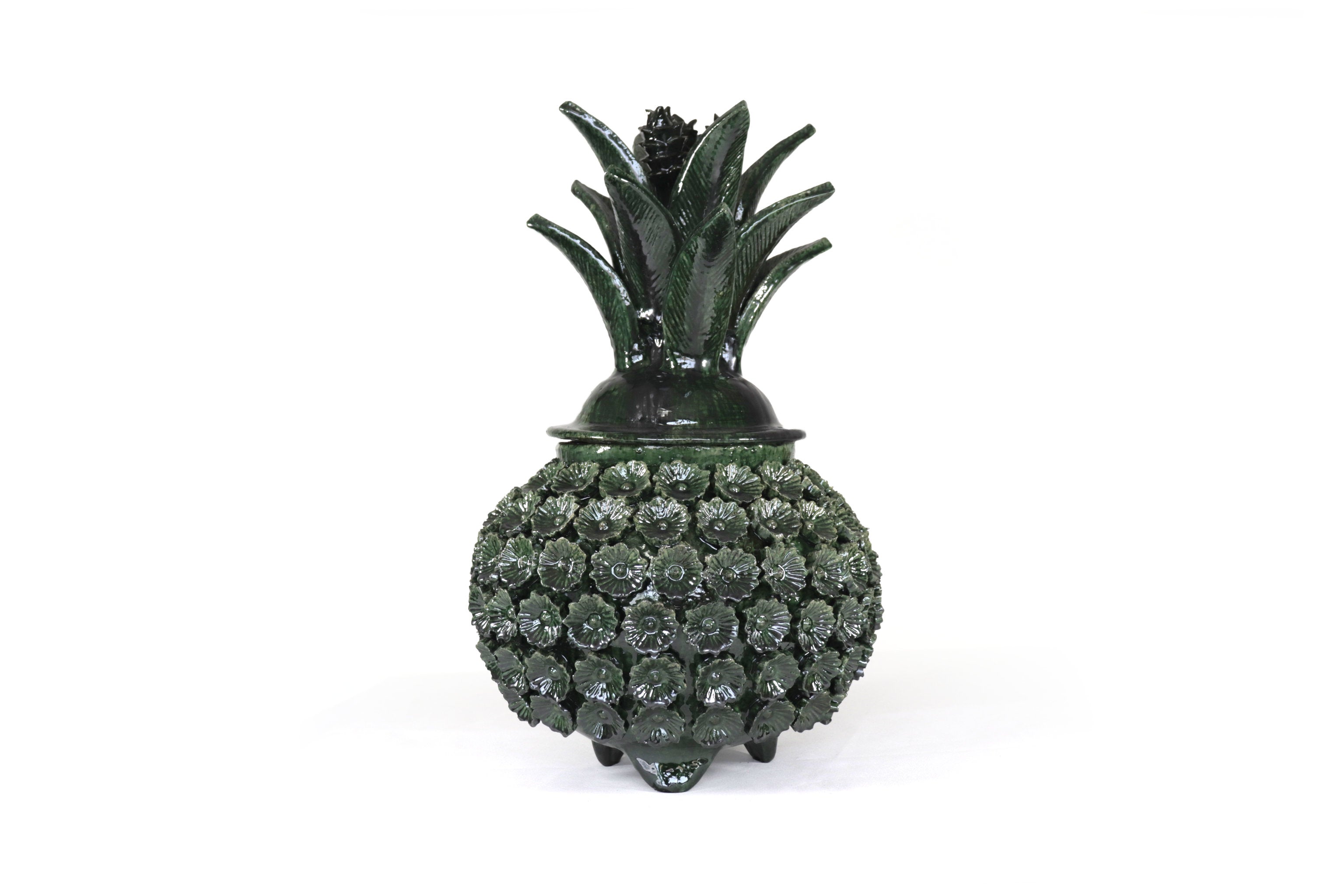 Michoacán Clay Pineapple - Green with Flowers - Tangancícuaro - 18 in.- Made to Order Juan Gtz