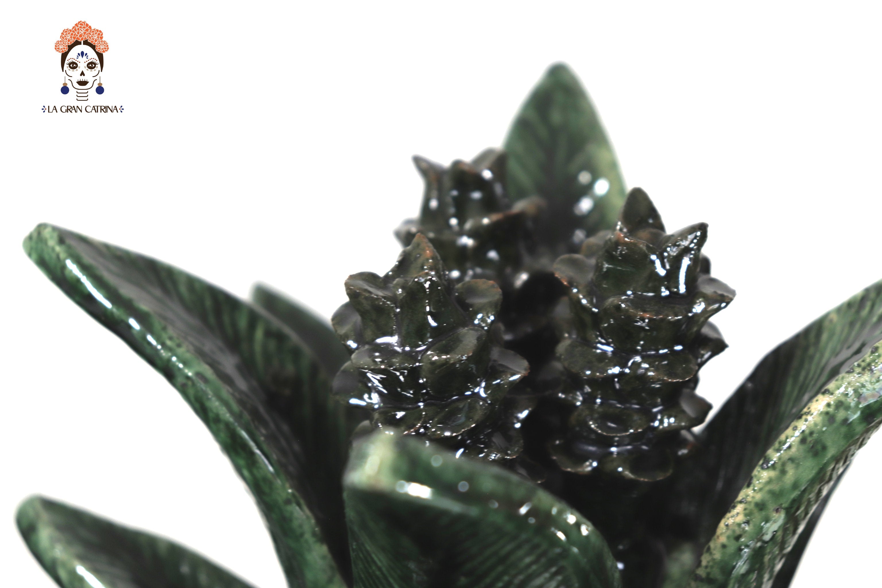 Michoacán Clay Pineapple - Green with Flowers - Tangancícuaro - 18 in.- Made to Order Juan Gtz