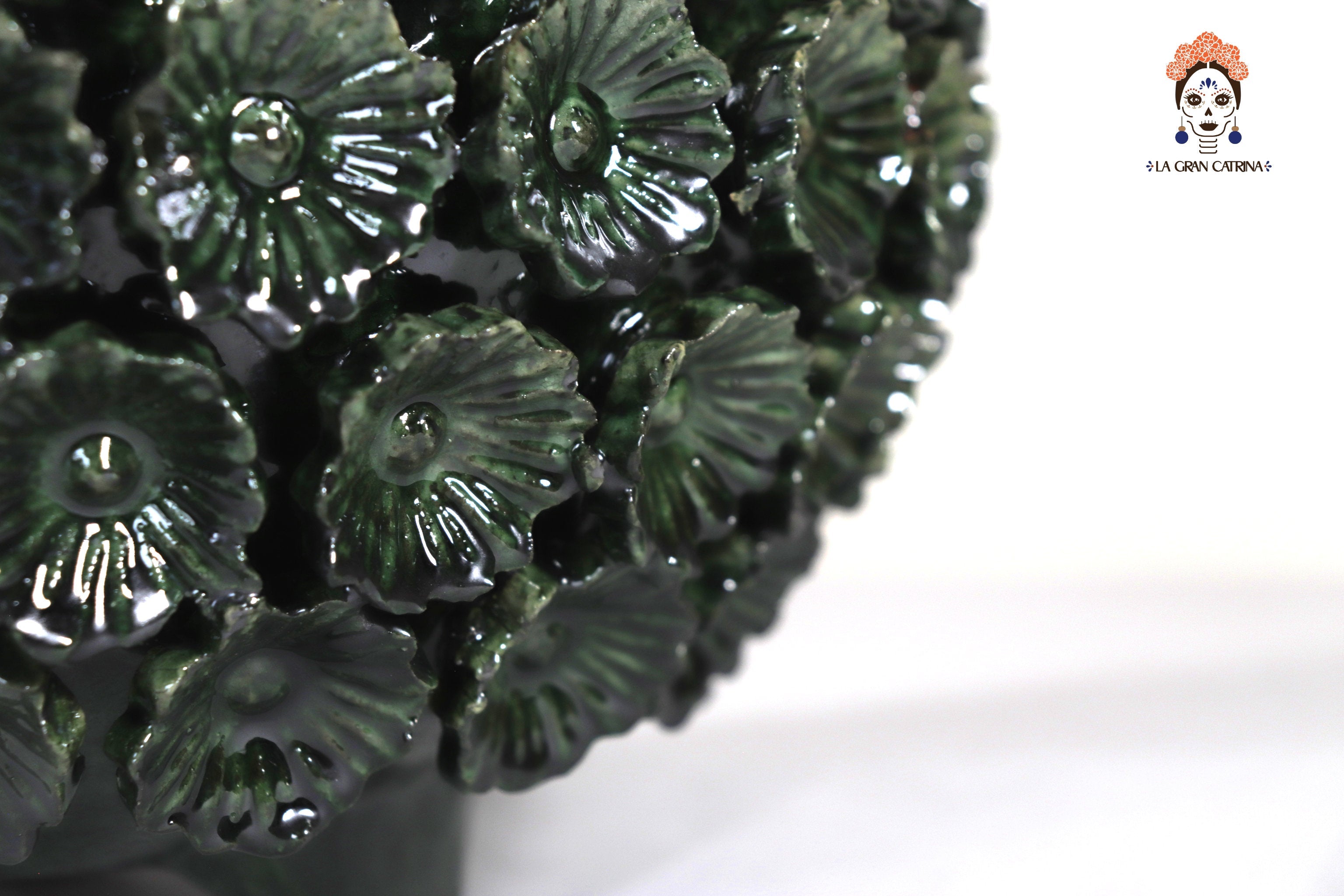 Michoacán Clay Pineapple - Green with Flowers - Tangancícuaro - 18 in.- Made to Order Juan Gtz