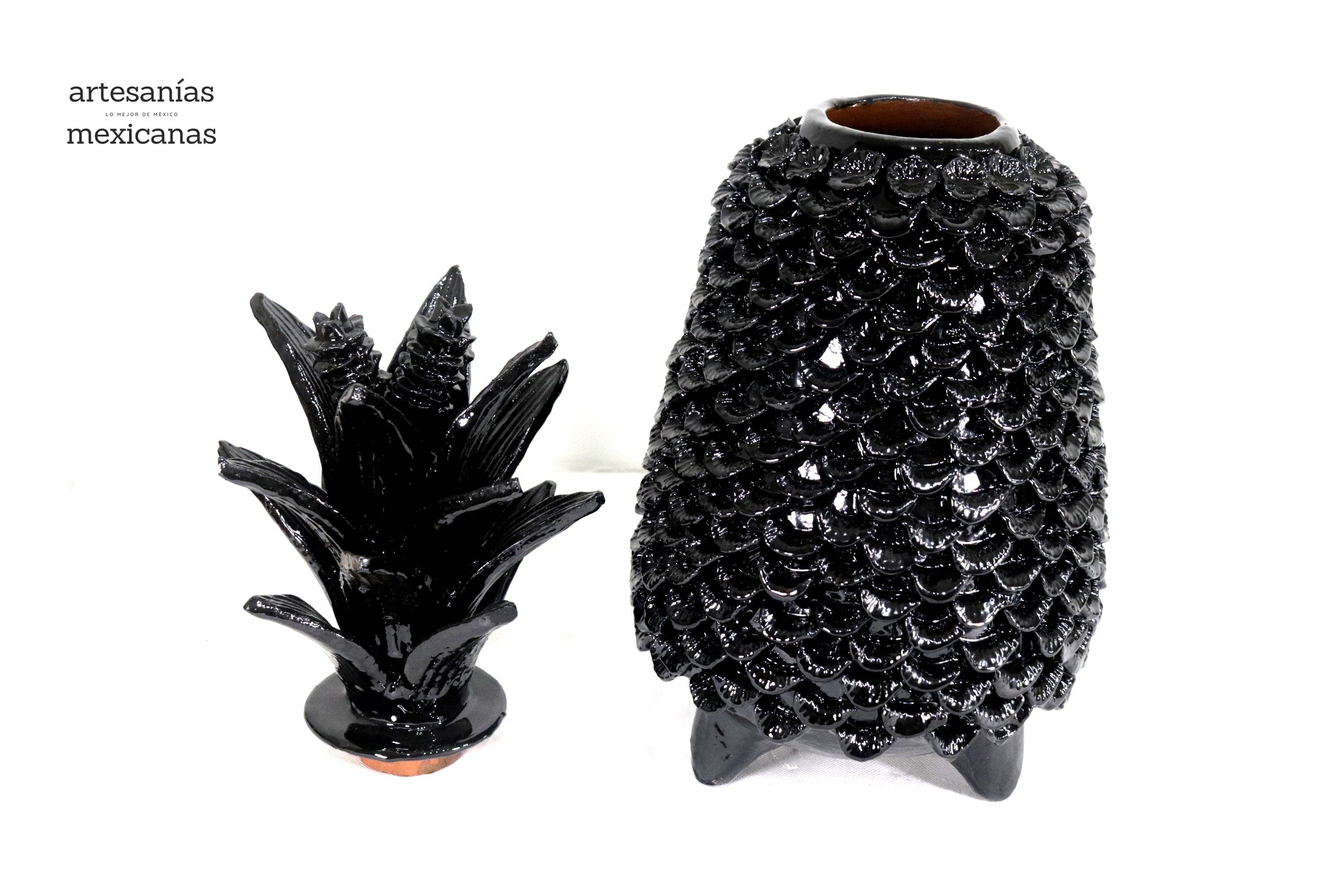 Michoacán Clay Pineapple - Papaya Black - 22 in. Juan Gtz