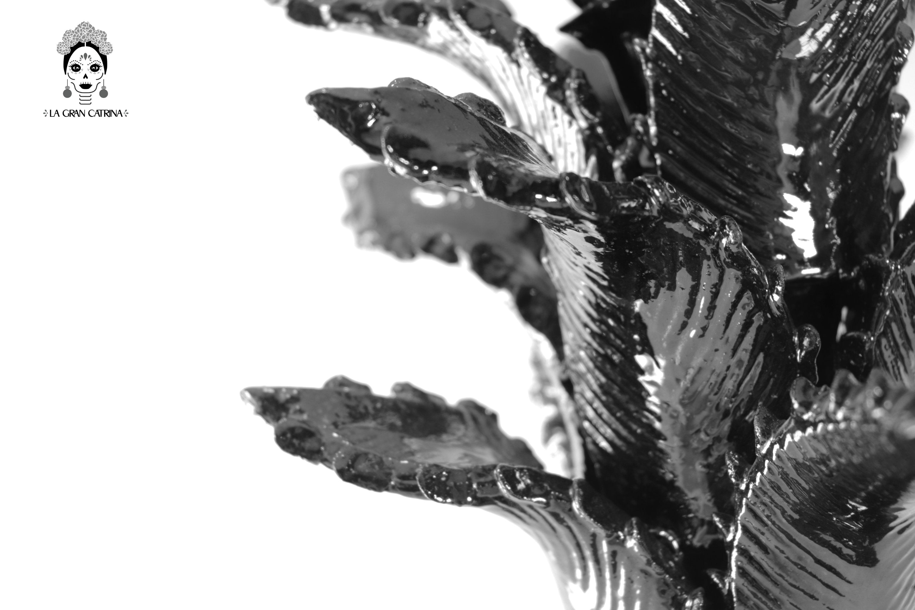 Michoacán Clay Pineapple - Black with Spikes with Special Lid - 19 in. Juan Gtz