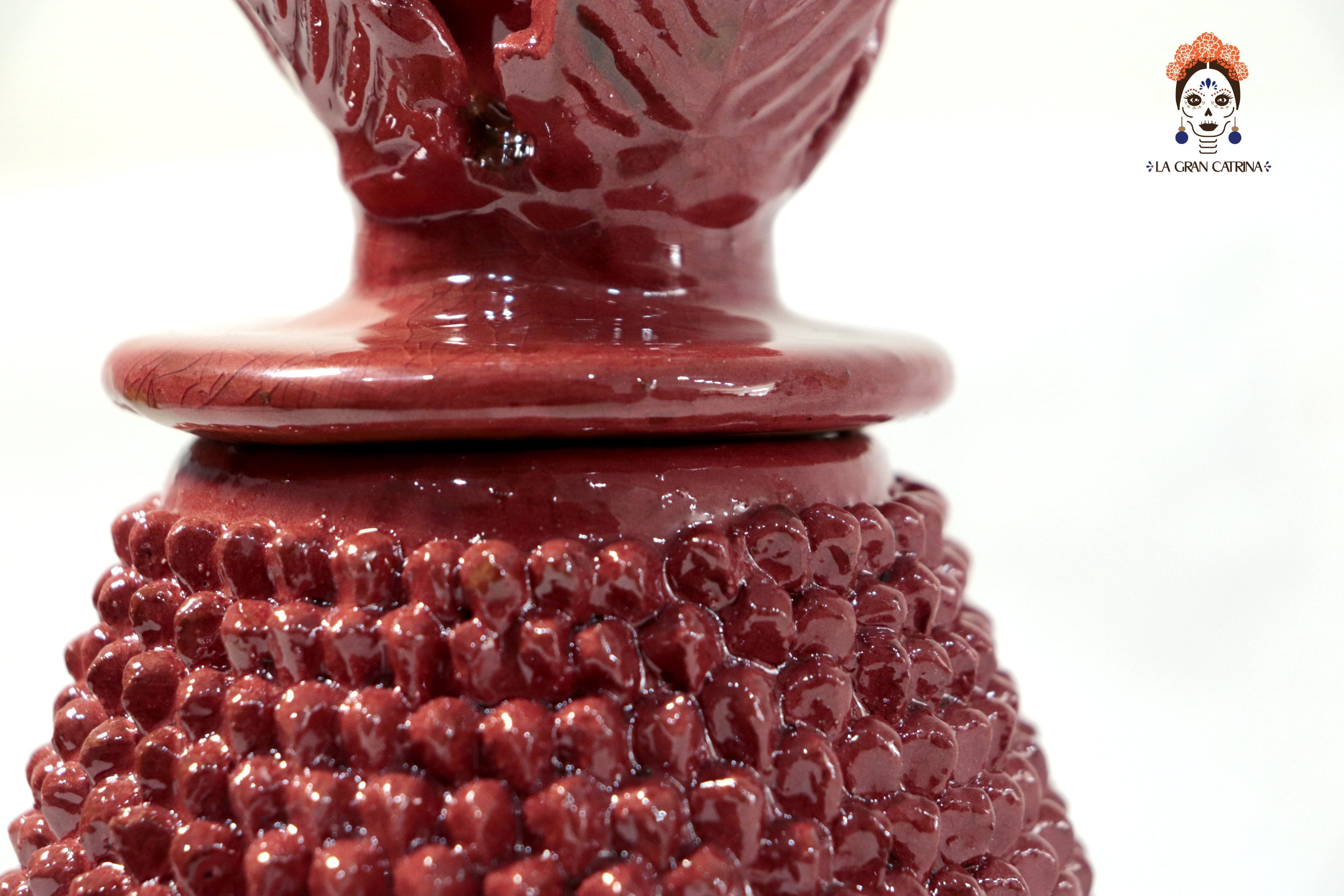 Michoacán Clay Pineapple - Spikes red - 11 in. Juan Gtz