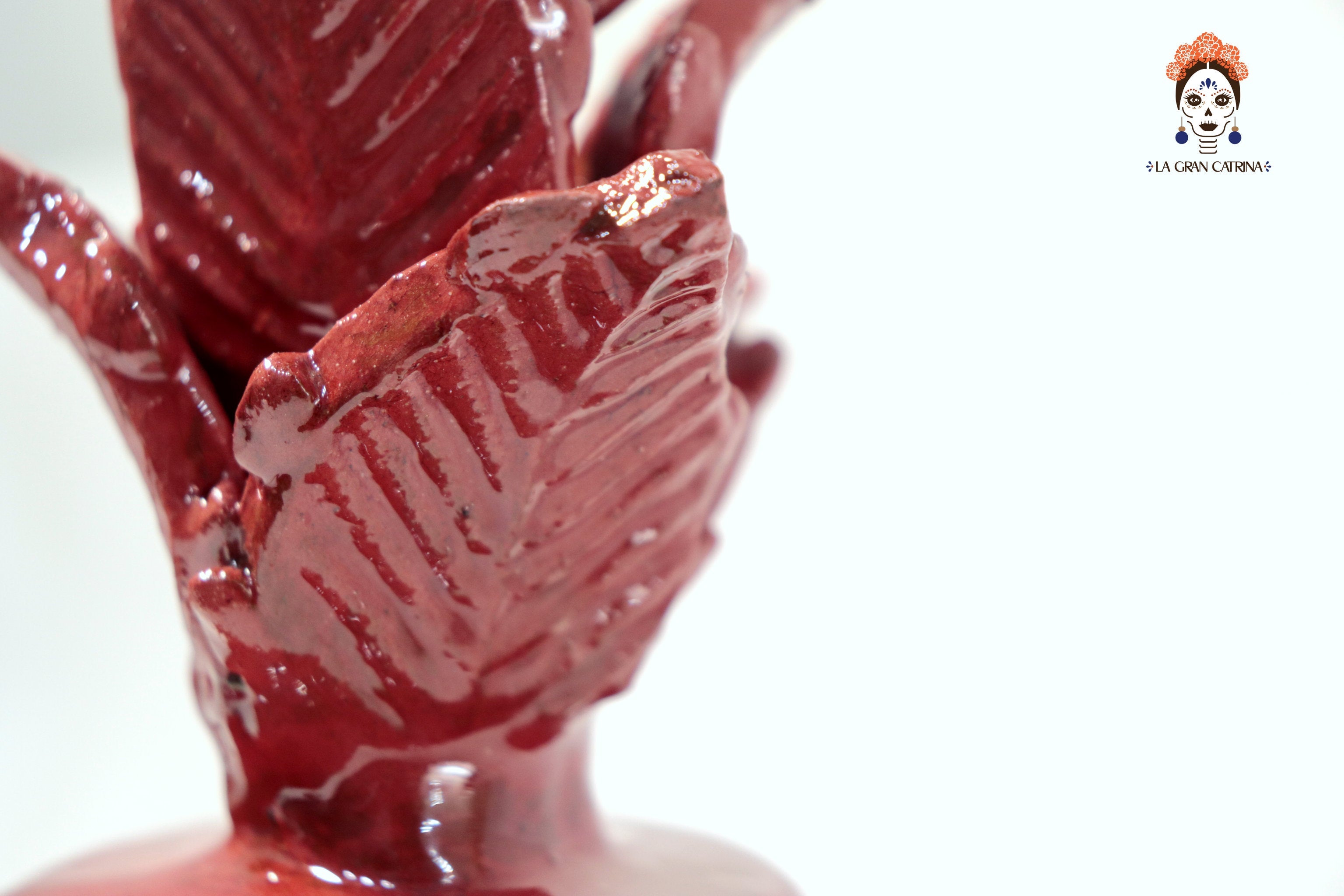 Red Pineapple with Petals Glazed Clay - 7.7 in. - Made to Order Juan Gtz