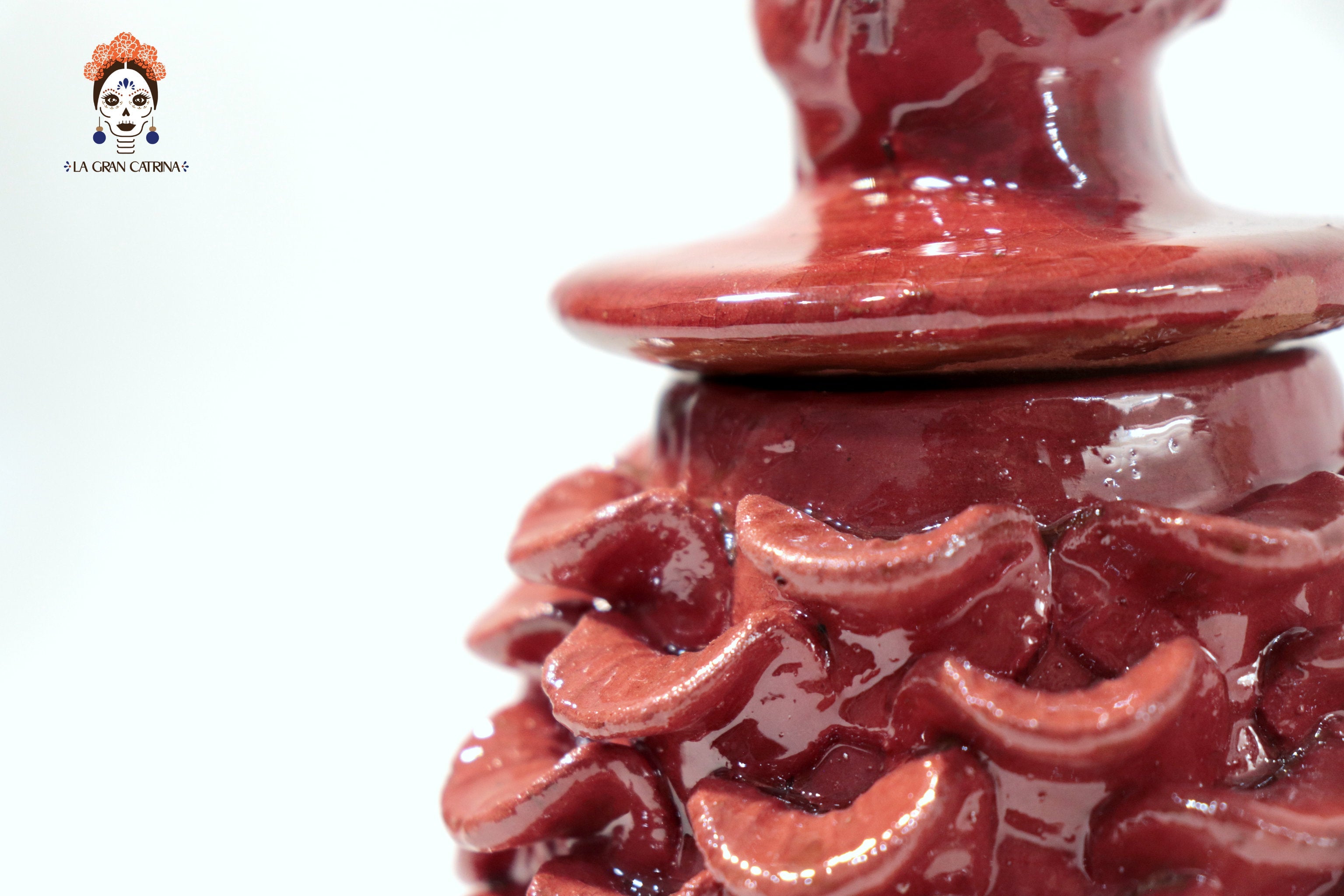 Red Pineapple with Petals Glazed Clay - 7.7 in. - Made to Order Juan Gtz