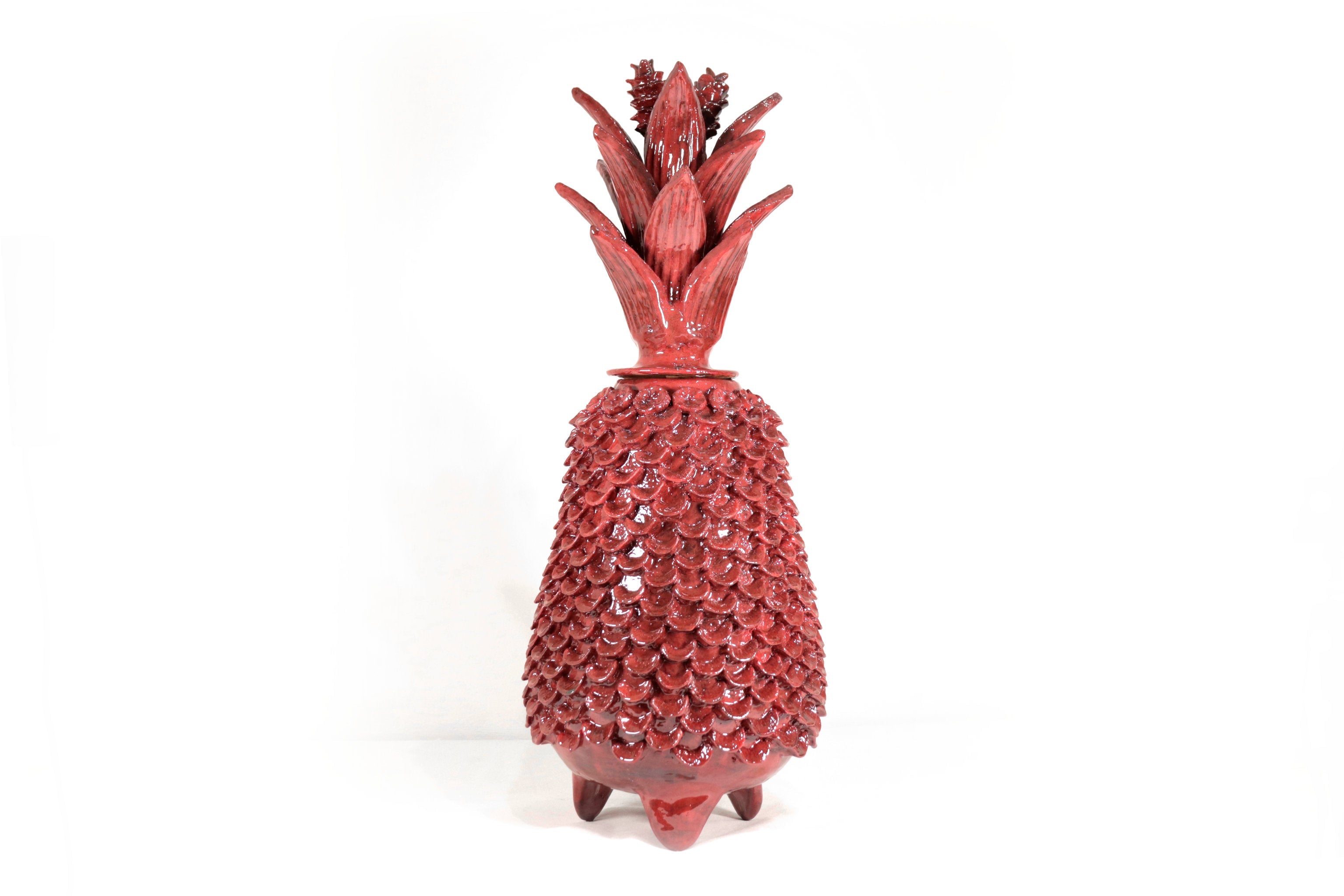 Michoacán Clay Pineapple - Papaya Roja - 22 in. Juan Gtz