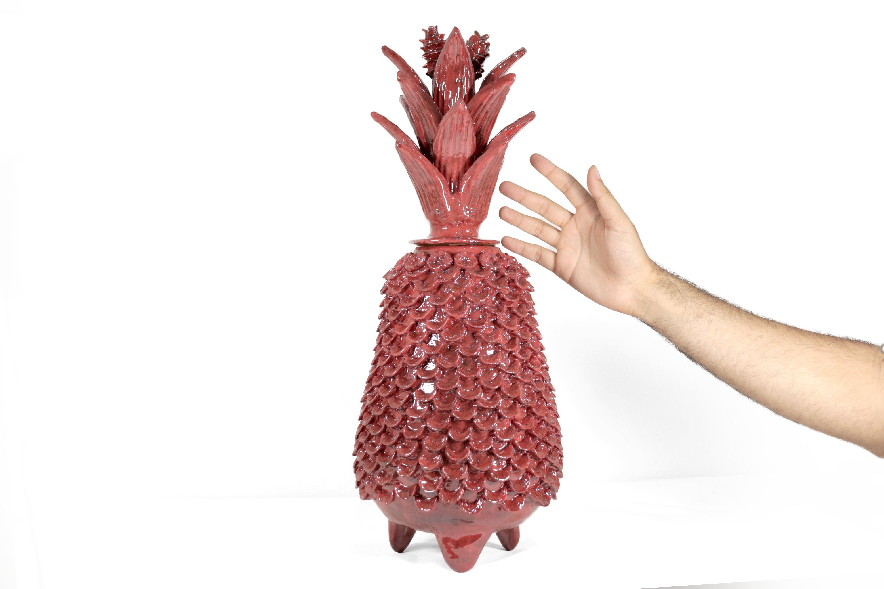 Michoacán Clay Pineapple - Papaya Roja - 22 in. Juan Gtz