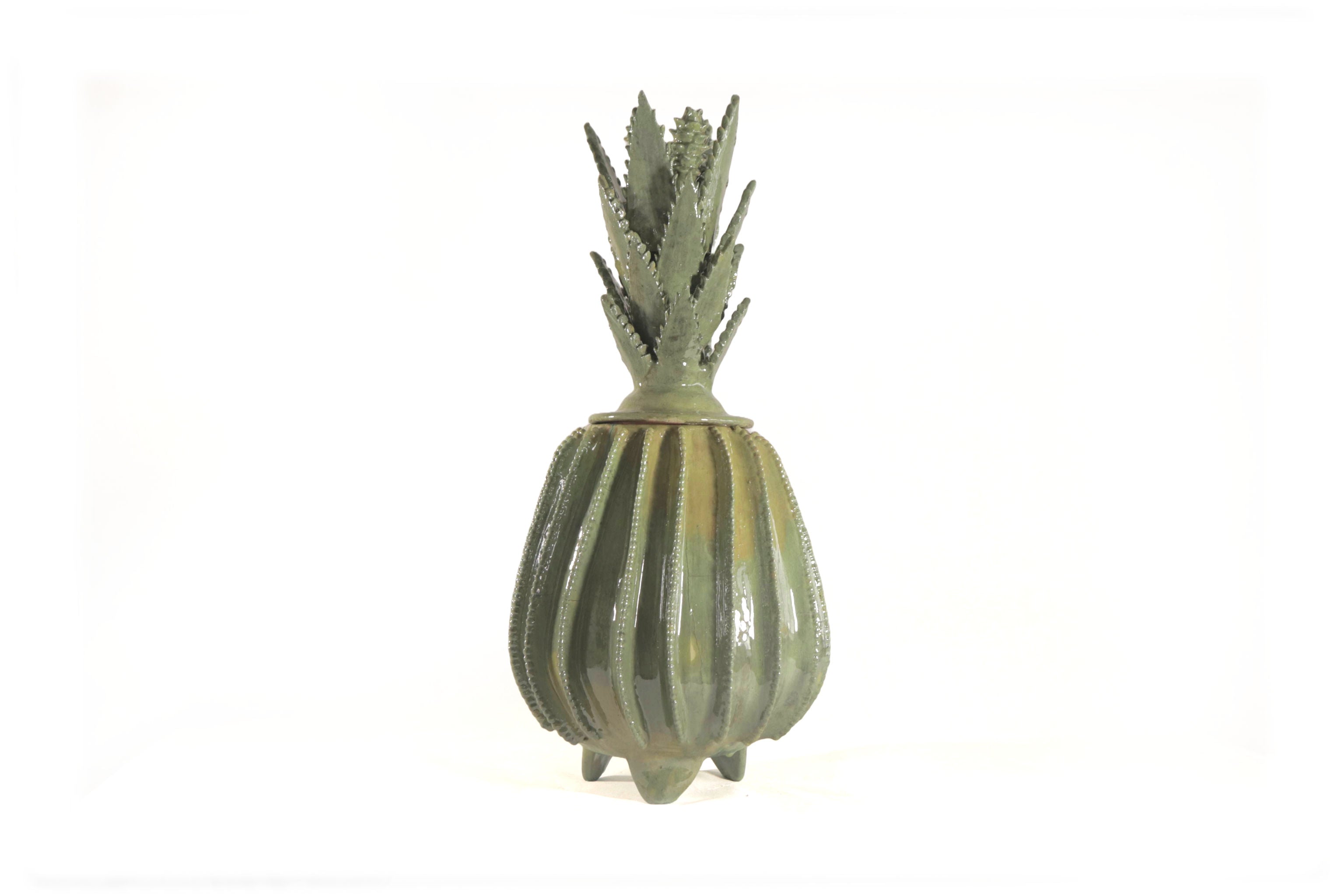 Michoacán Clay Pineapple - Barrel Cactus lemon yellow - 22 in. - Made to Order 5+ pcs. Juan Gtz