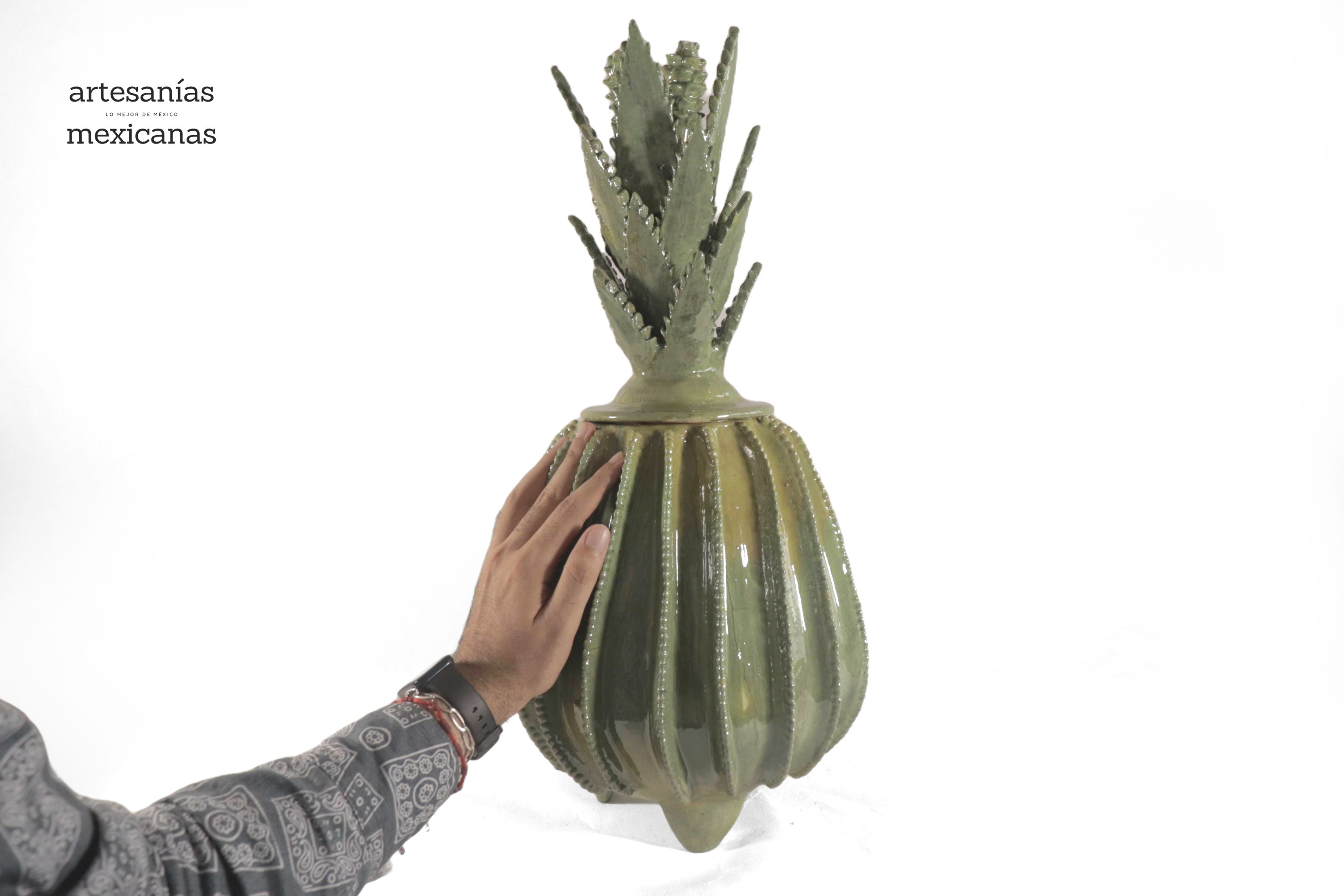 Michoacán Clay Pineapple - Barrel Cactus lemon yellow - 22 in. - Made to Order 5+ pcs. Juan Gtz
