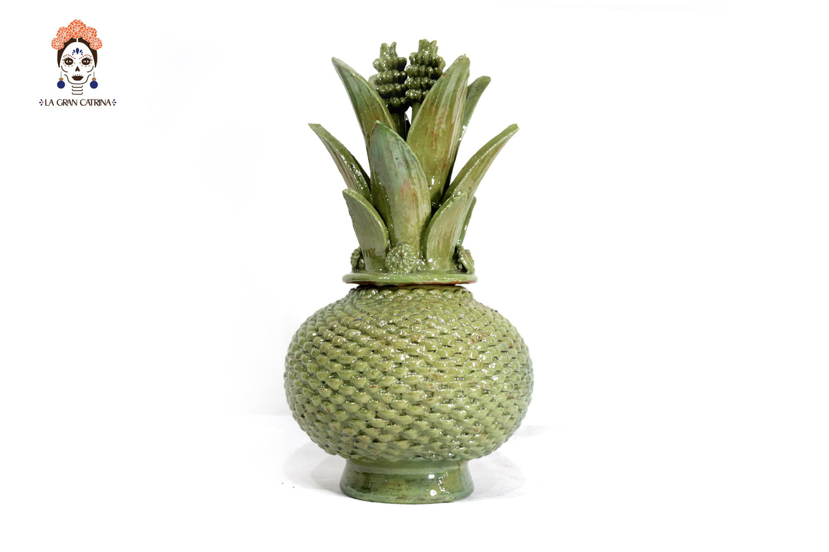 Michoacán Clay Pineapple - Light Light Green Small Dots - 13 in. - Made to Order Juan Gtz