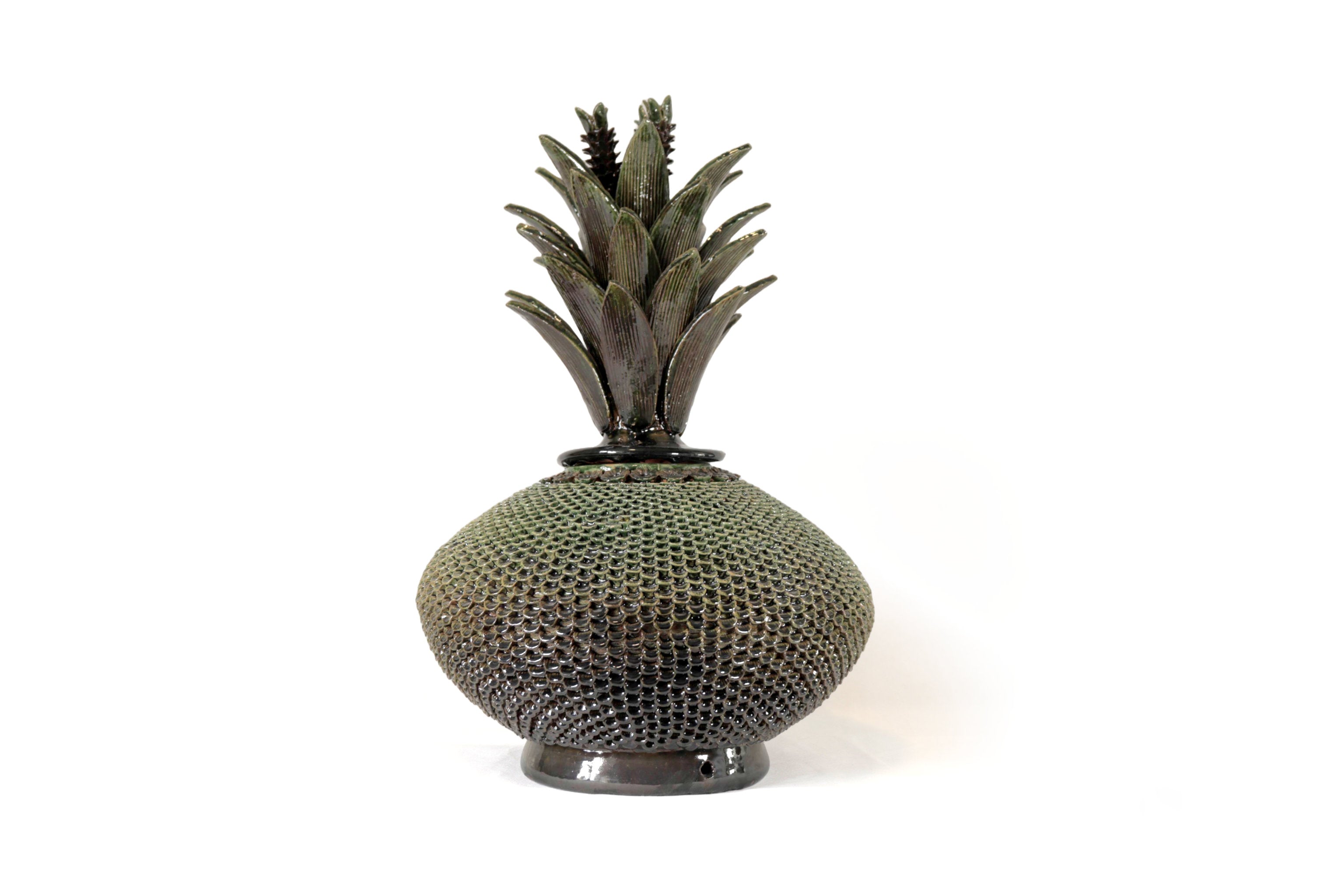 Michoacán Clay Pineapple - Saucer green - Petals finos - 24 in. - Made to Order Chema SJG
