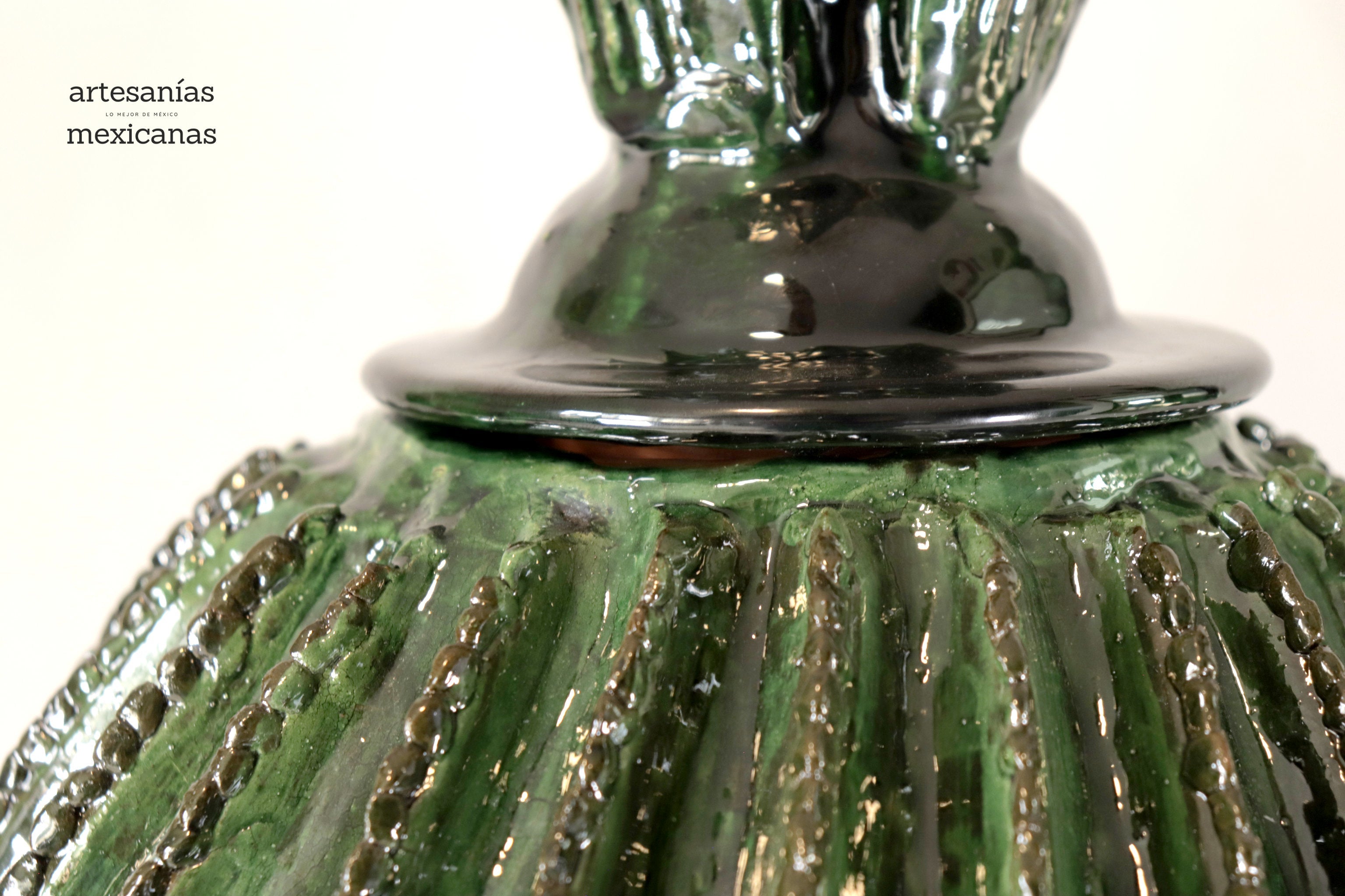 Michoacán Clay Pineapple - 26 in. - Green Barrel Cactus Juan Gtz