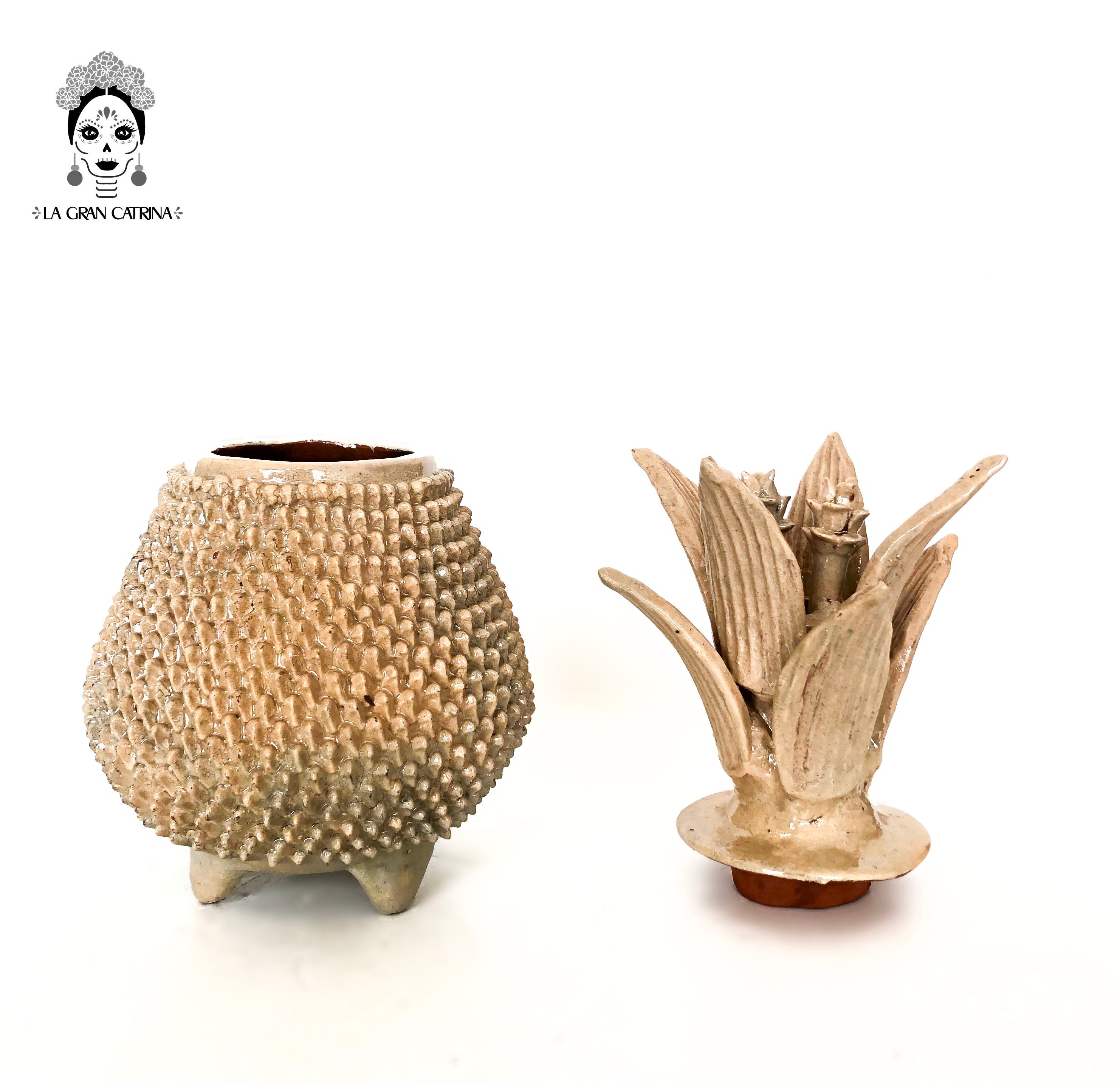 Michoacán Clay Pineapple - Yellow Spikes - 14 in. - Made to Order Juan Gtz