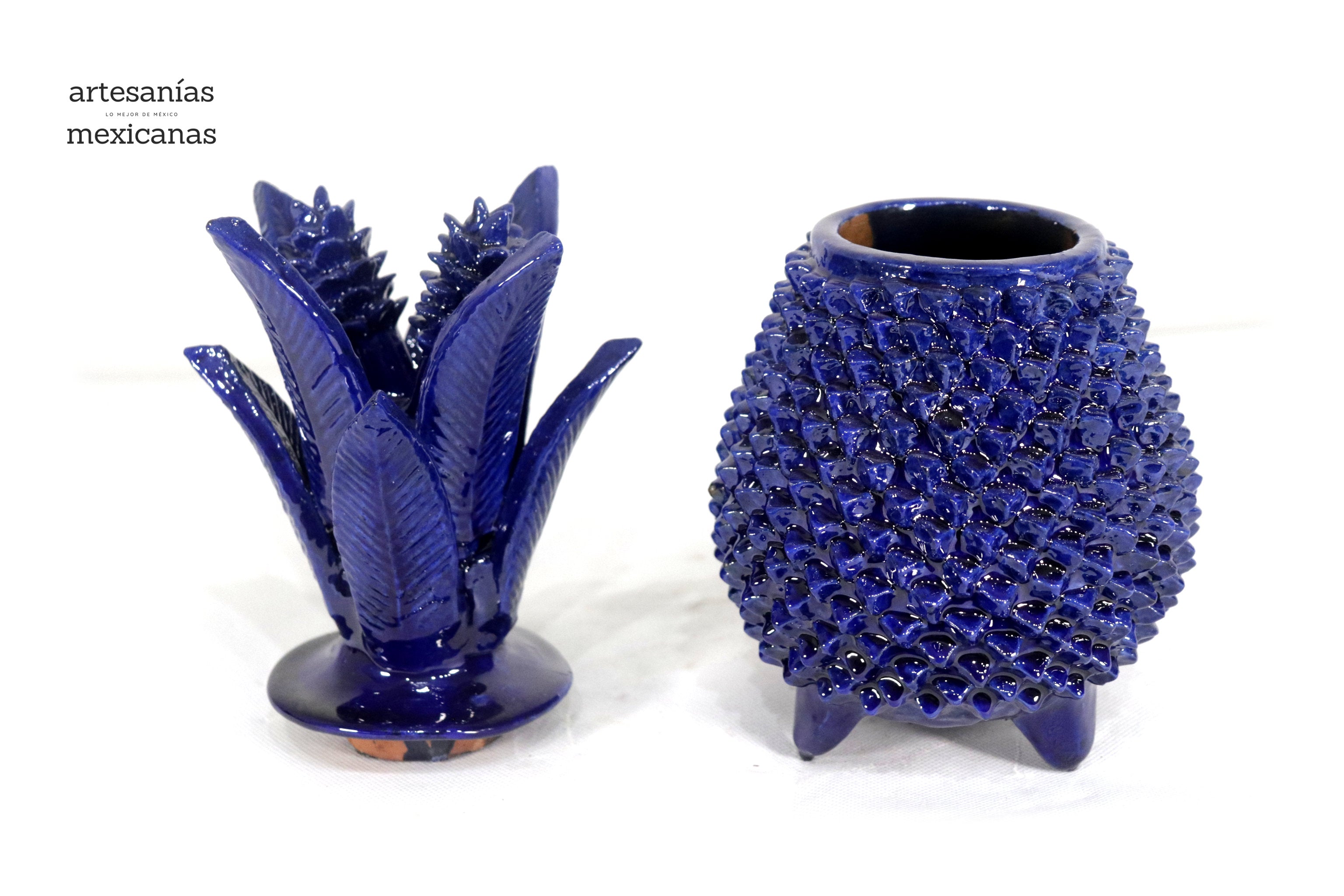 Michoacán Clay Pineapple - Spikes Blue - 11 in. Chema SJG