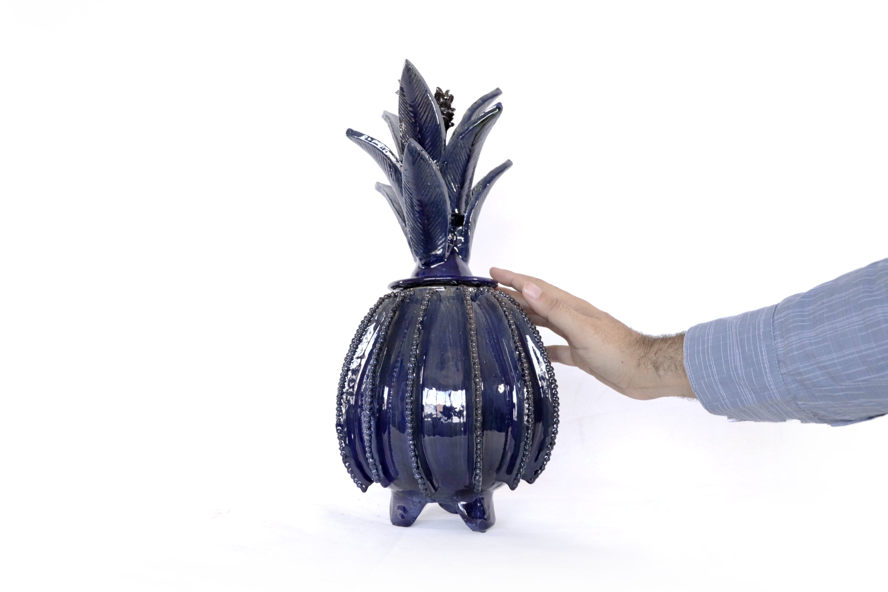 Michoacán Clay Pineapple - Blue Barrel Cactus - 16 in. - Made to Order Juan Gtz