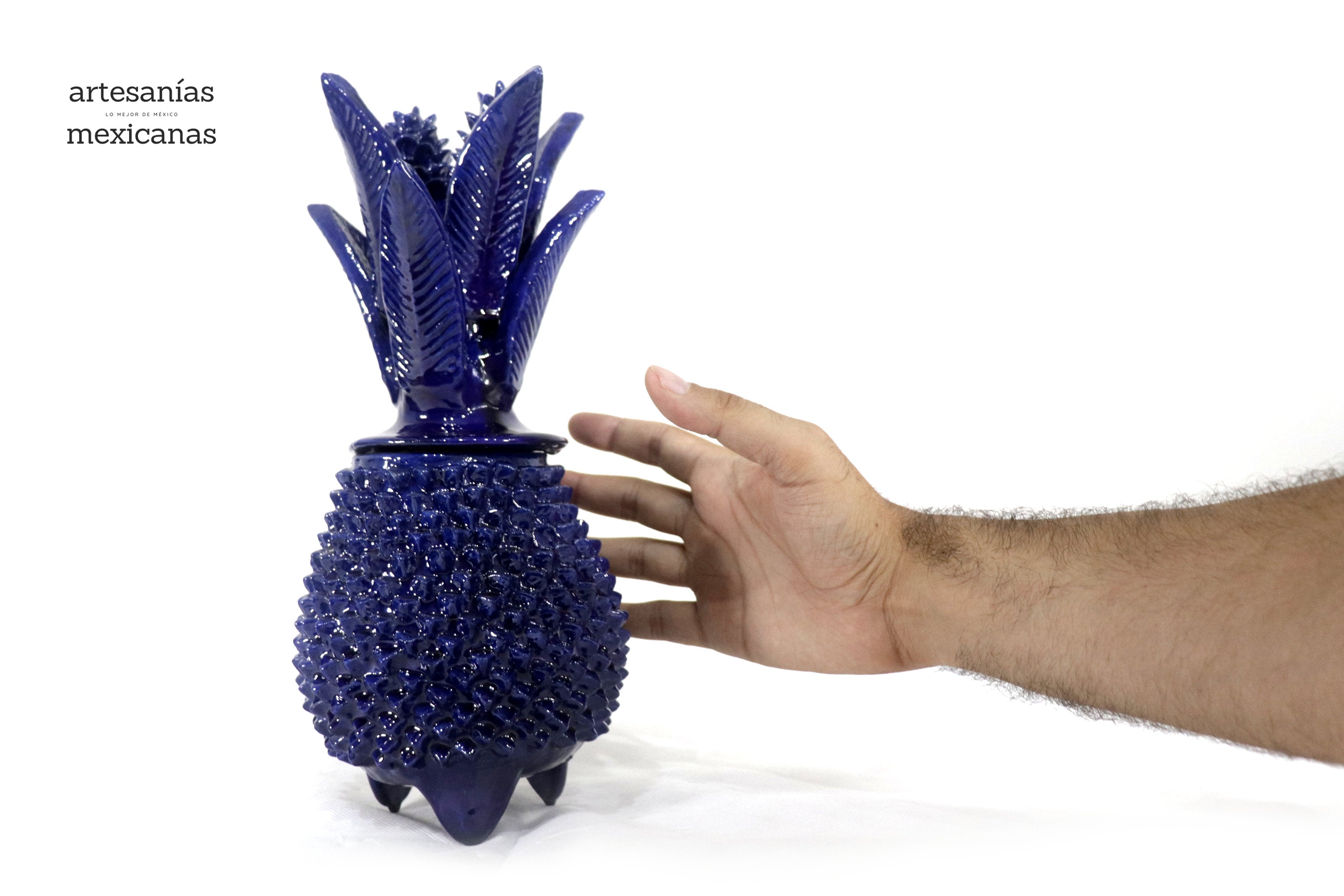 Michoacán Clay Pineapple - Spikes Blue - 11 in. Chema SJG