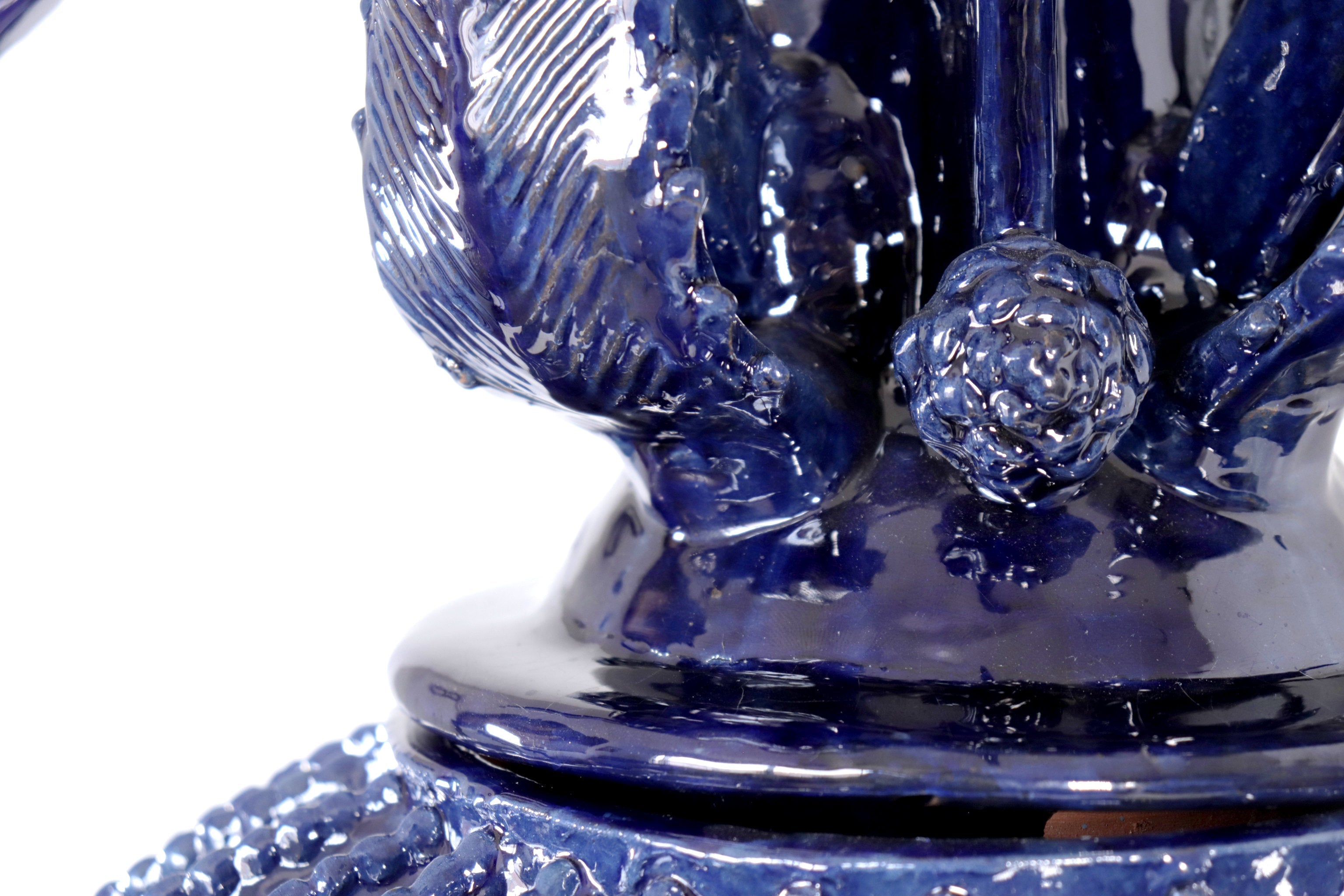 Michoacán Clay Pineapple - Fine Piece with Cross Lid - 23 in. - Blue Juan Gtz