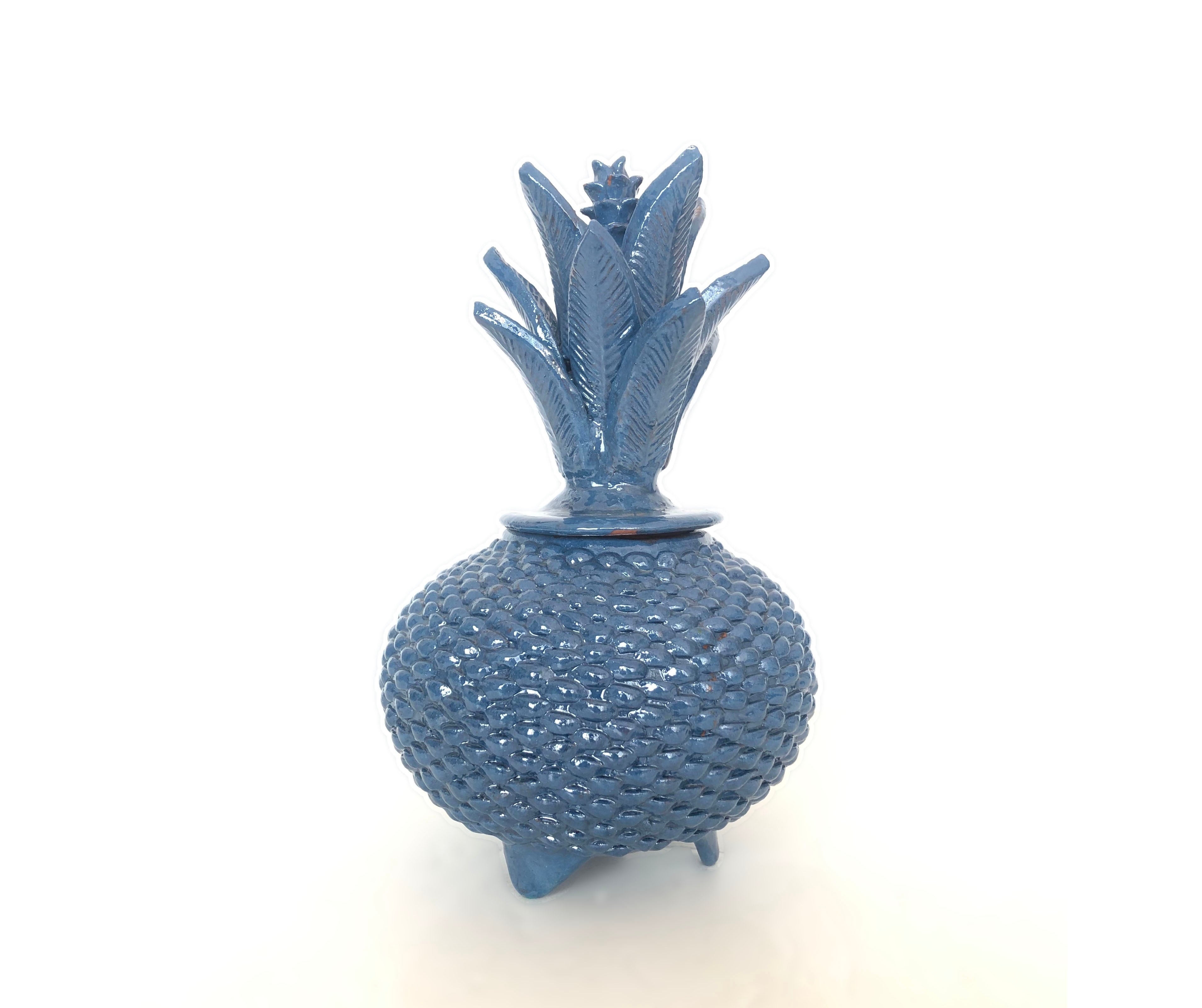 Michoacán Clay Pineapple - Blue of ladrillo - 13 in. - Made to Order Juan Gtz