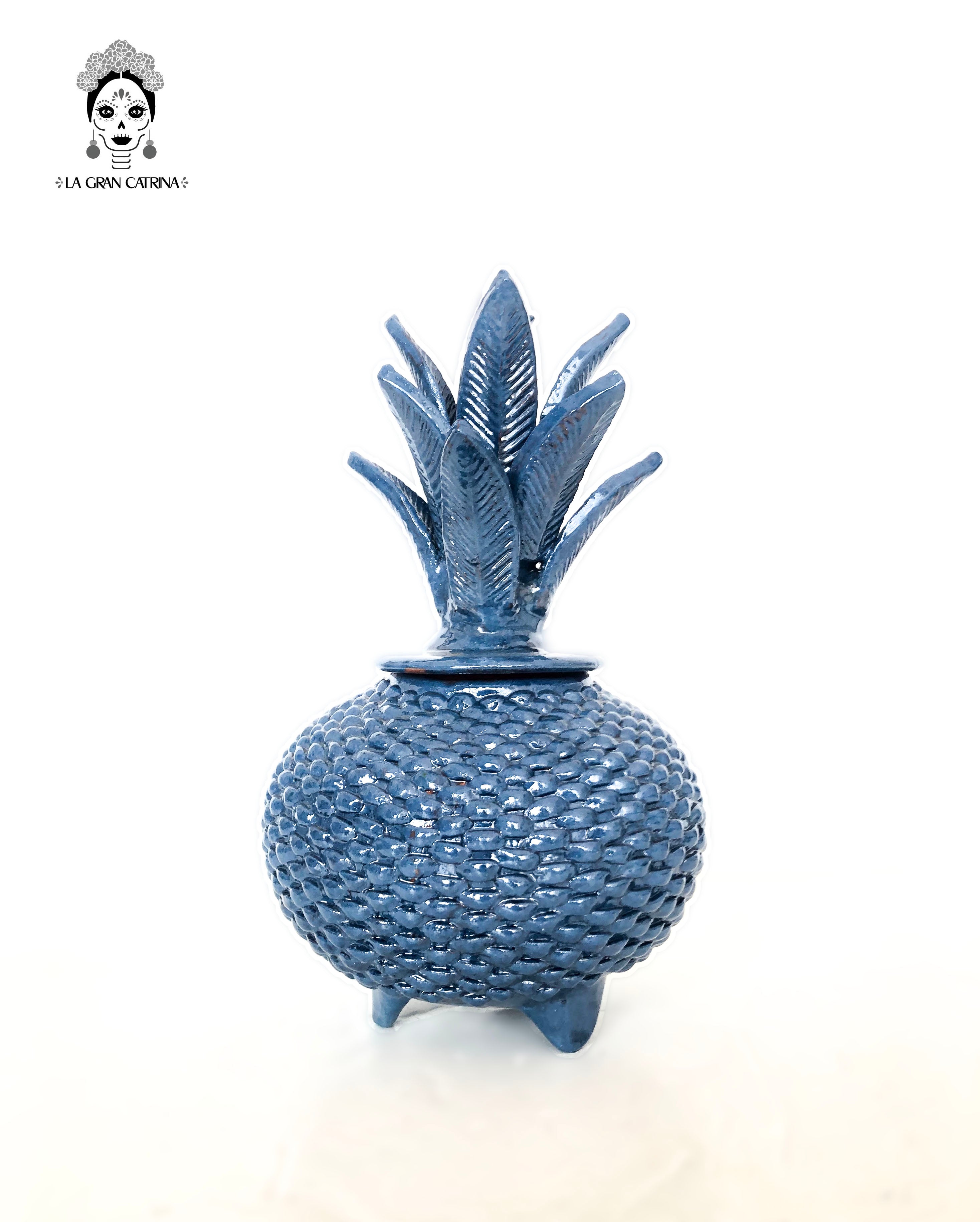 Michoacán Clay Pineapple - Blue of ladrillo - 13 in. - Made to Order Juan Gtz