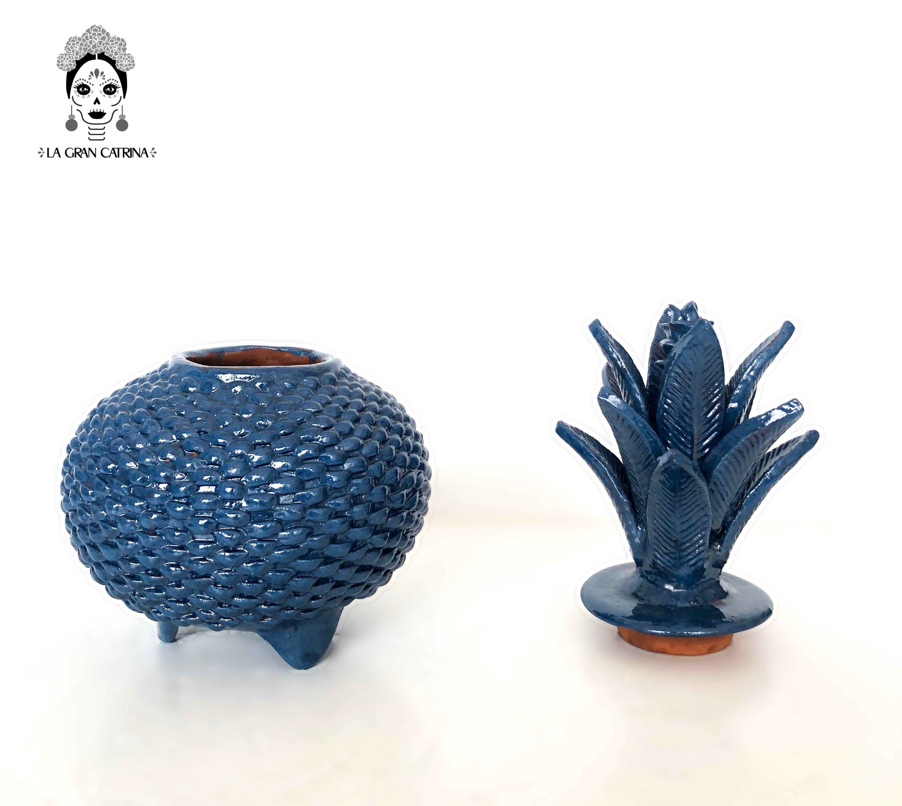 Michoacán Clay Pineapple - Blue of ladrillo - 13 in. - Made to Order Juan Gtz