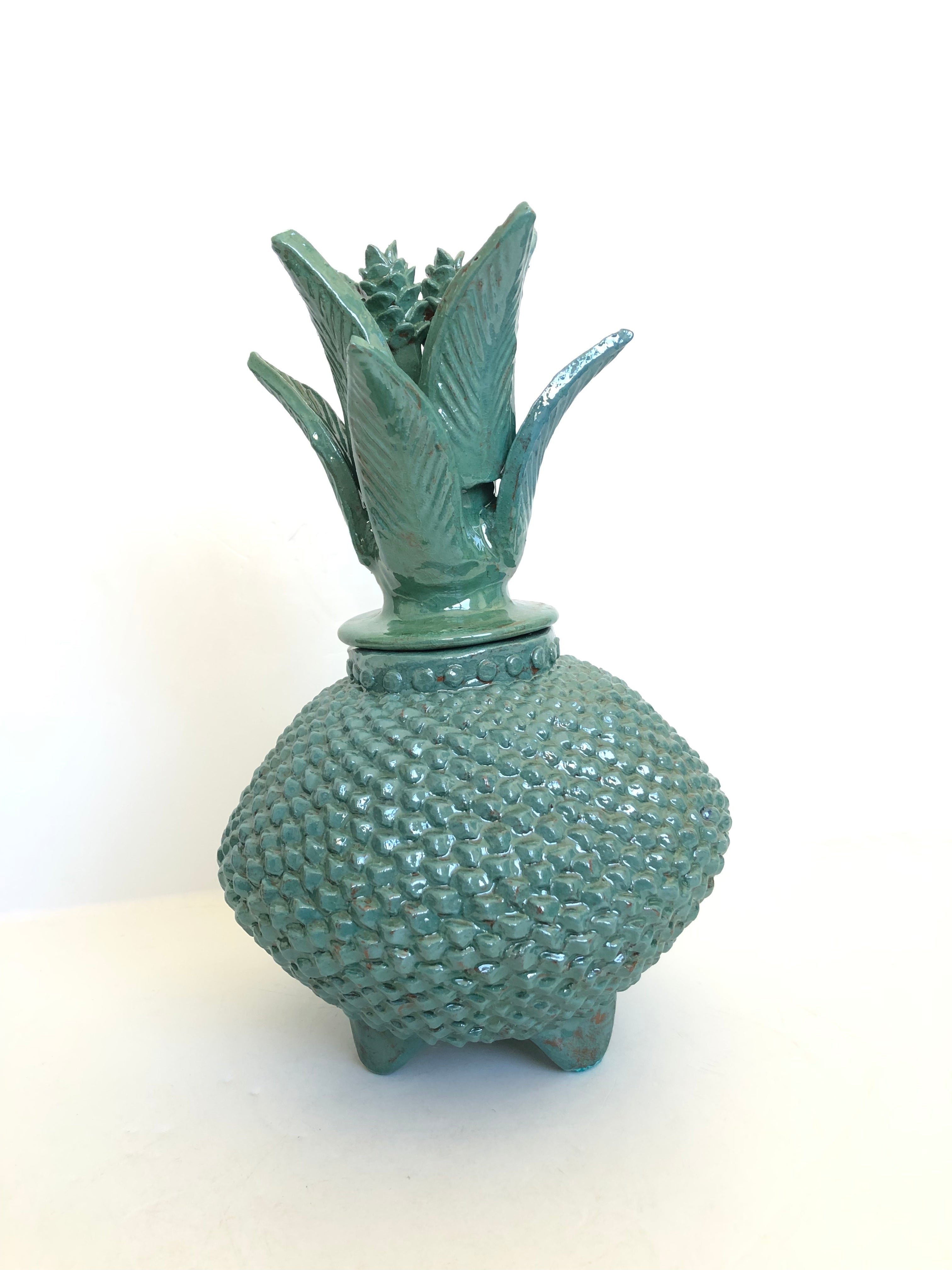 Michoacán Clay Pineapple - Saucer Turquoise - 13 in. - Made to Order Juan Gtz